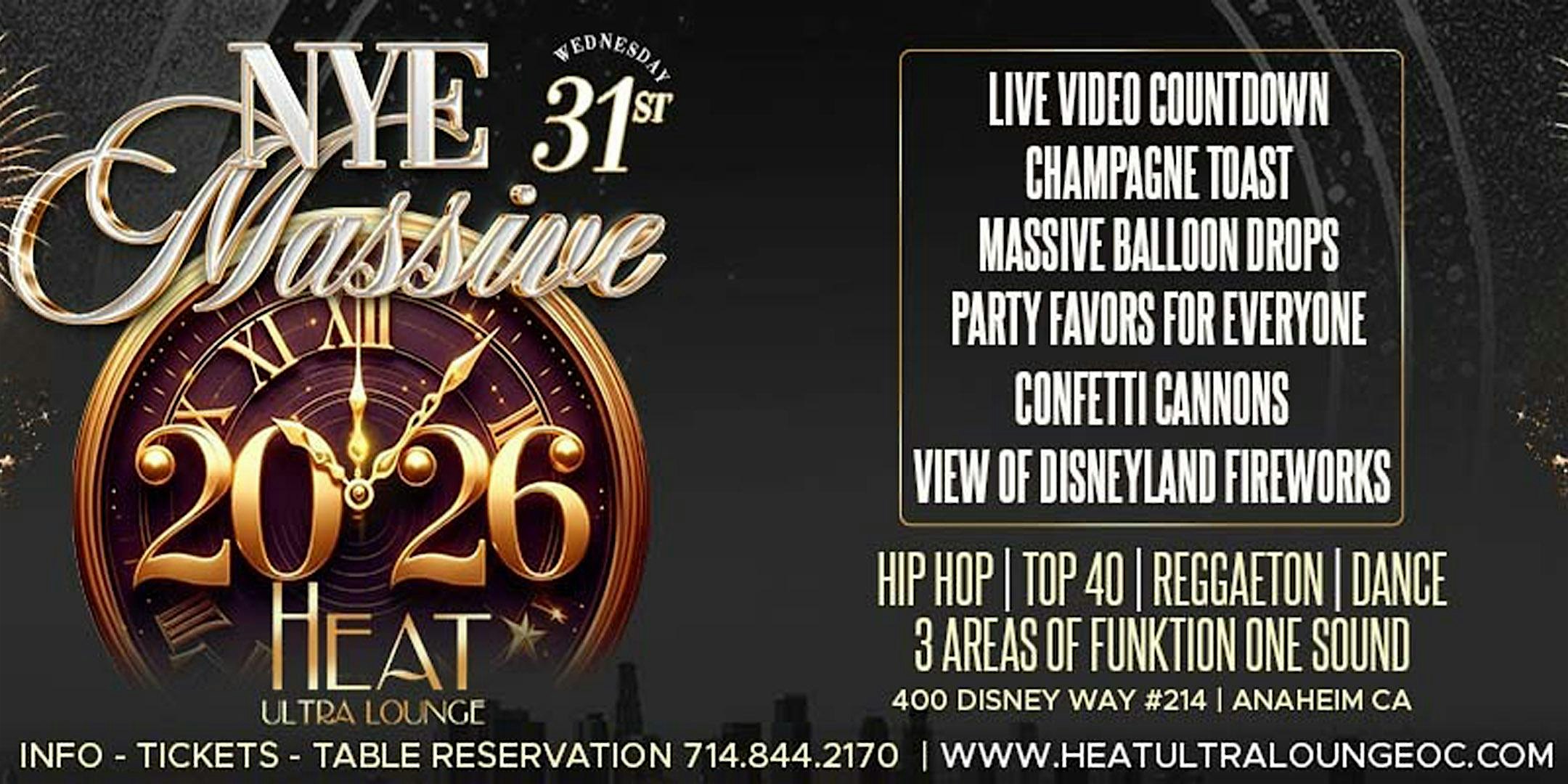 New Years Eve 2026 at HEAT Ultra Lounge – Anaheim, CA