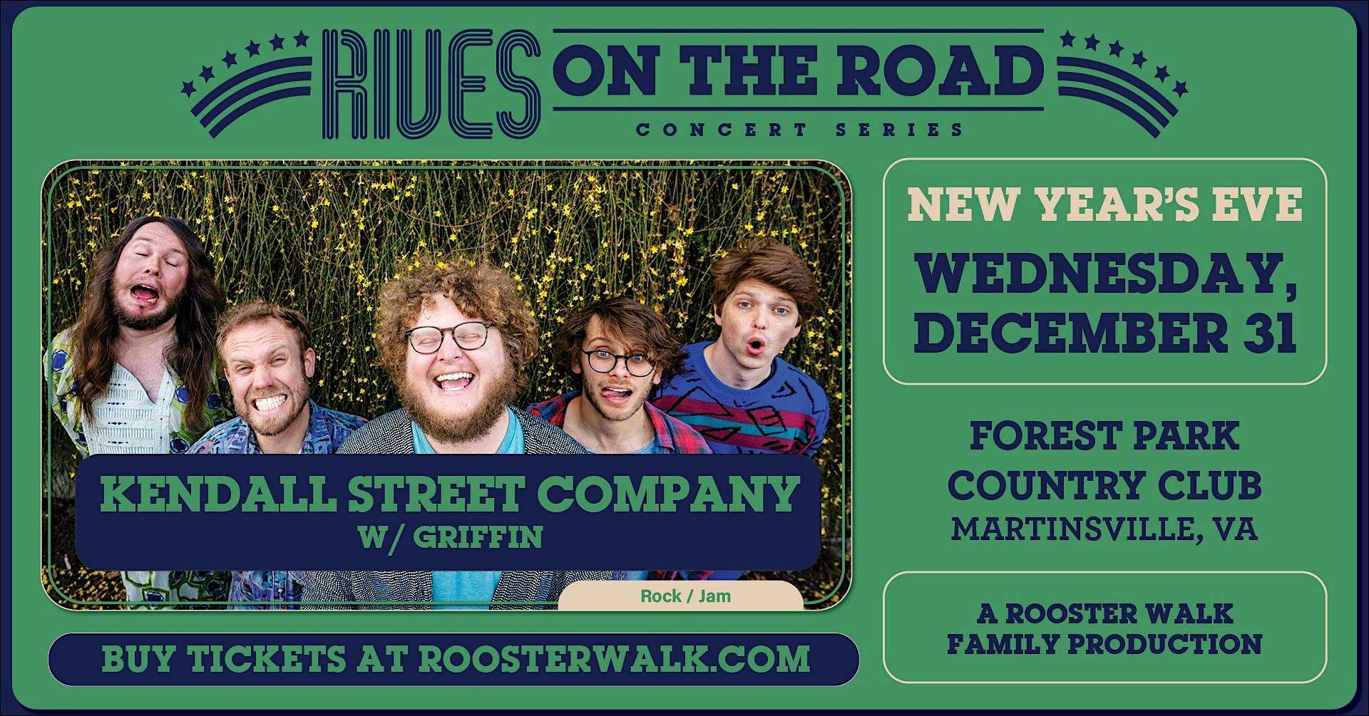 NYE Bash ft. Kendall Street Company w/ Griffin at Forest Park Country Club – Martinsville, VA