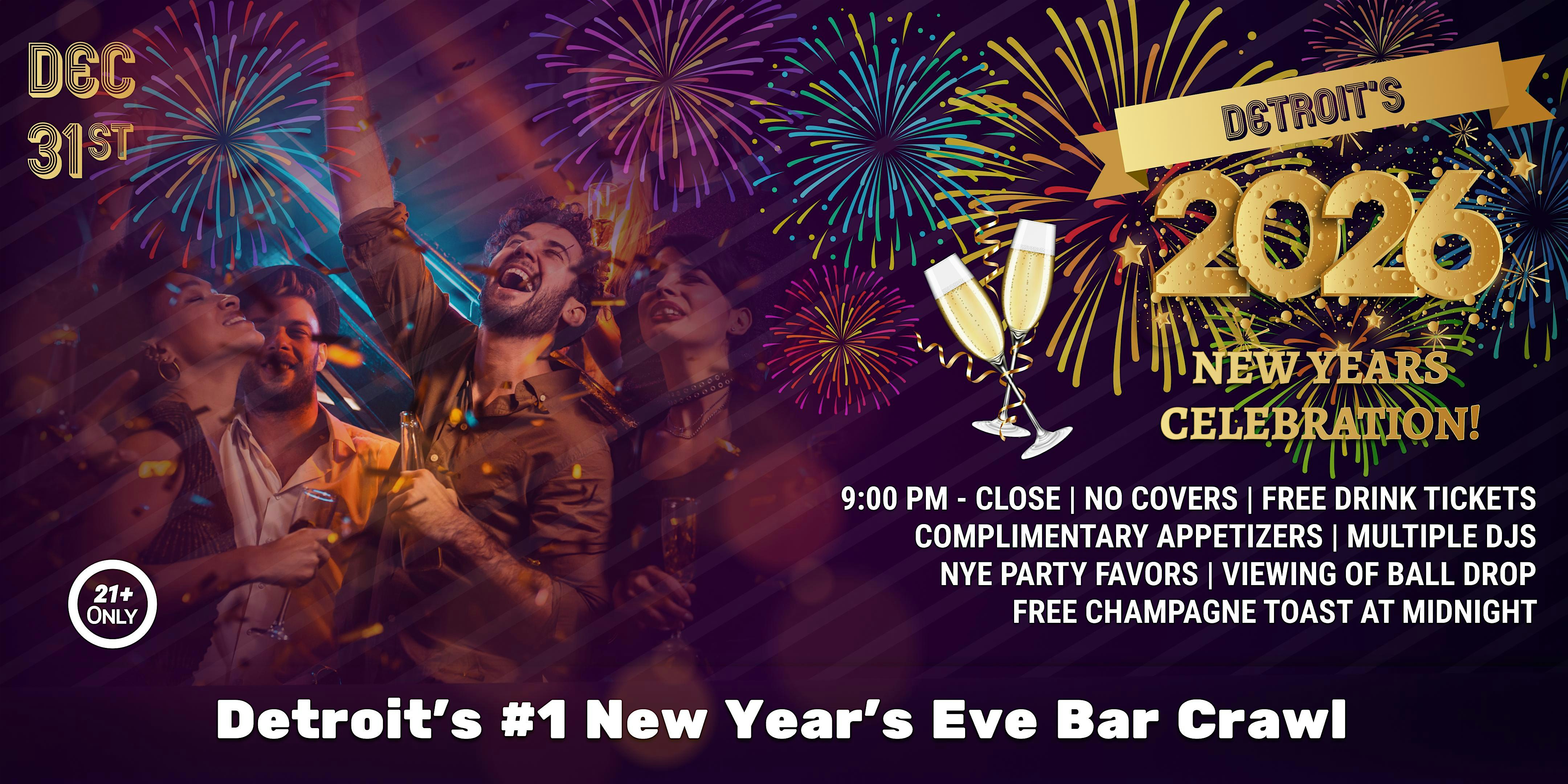 Detroit NYE Bar Crawl at Exodos Rooftop – Detroit, MI