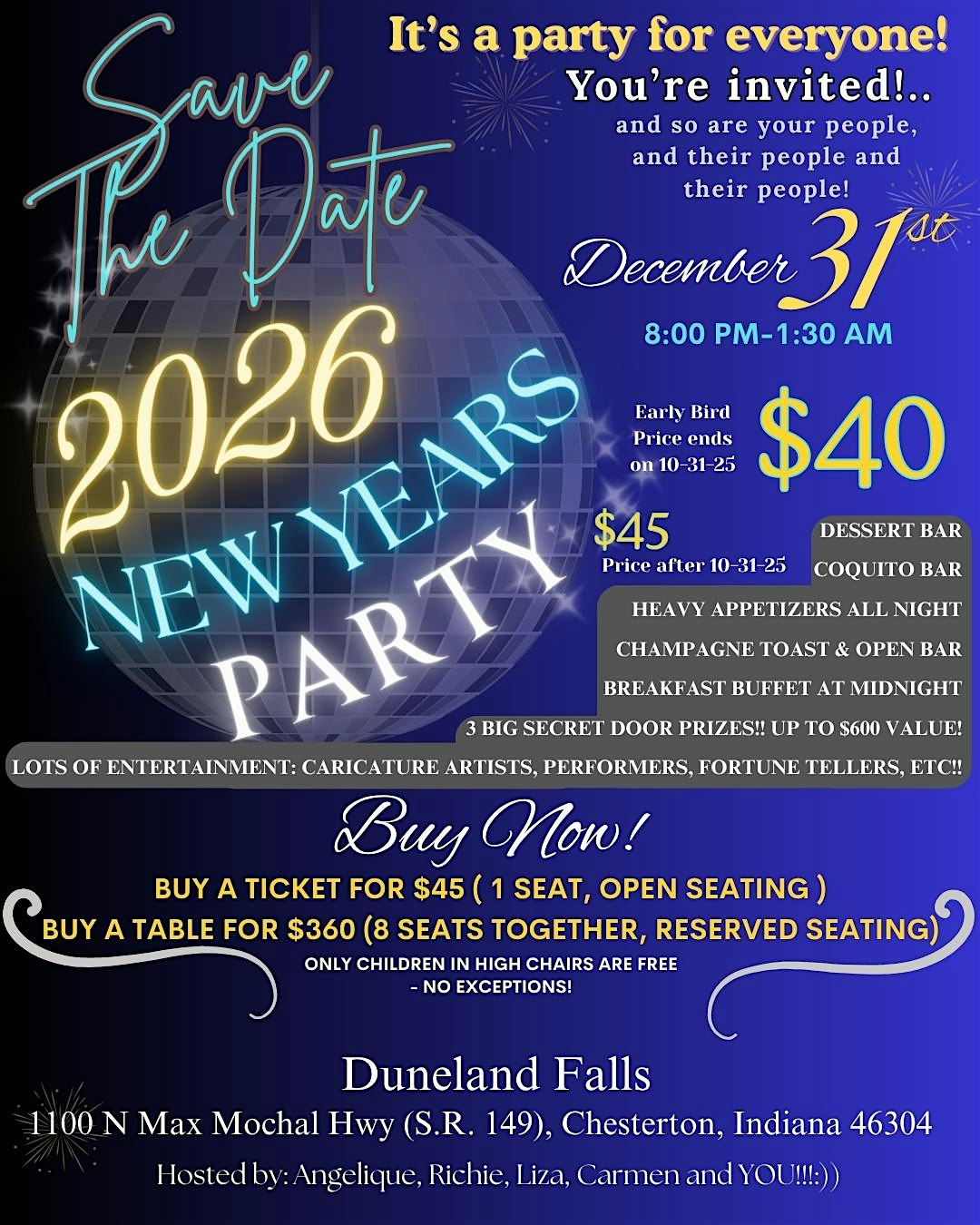 New Years Eve Party at Duneland Falls All-Inclusive Event Venue – Chesterton, IN