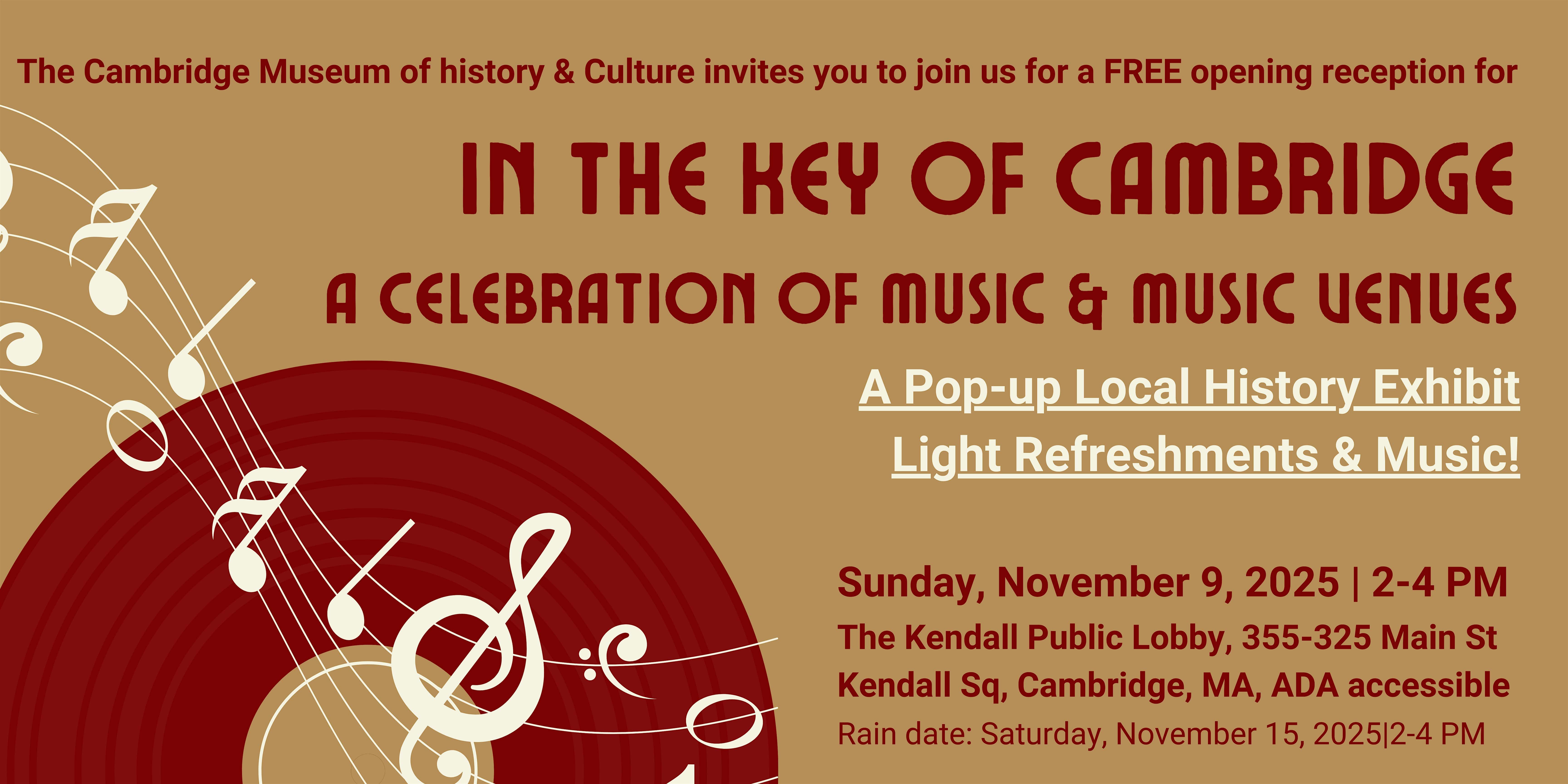 In the Key of Cambridge: A Celebration of Music & Music Venues at Kendall Center – Cambridge, MA