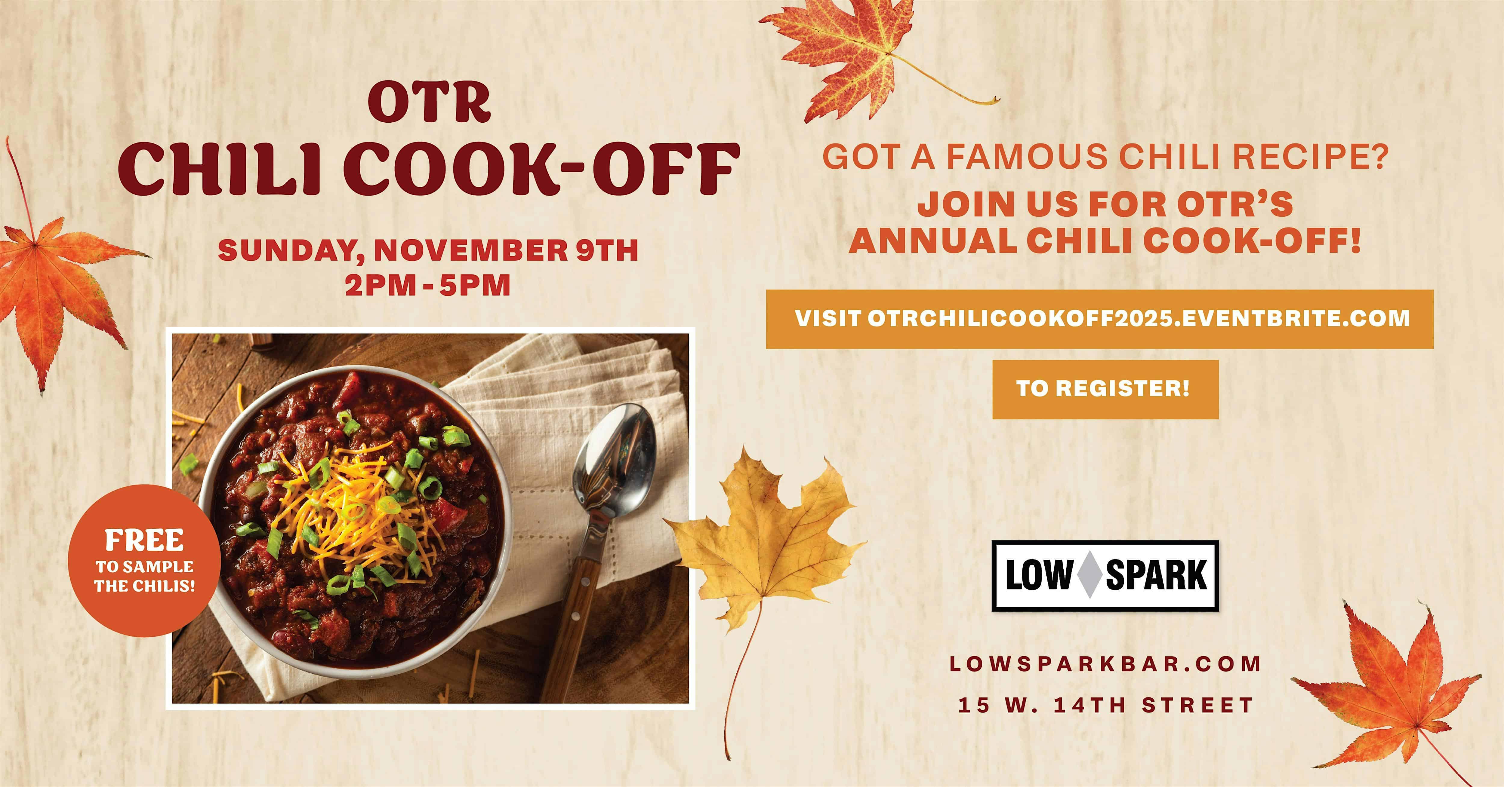 OTR Chili Cook-Off at Low Spark at Low Spark – Cincinnati, OH