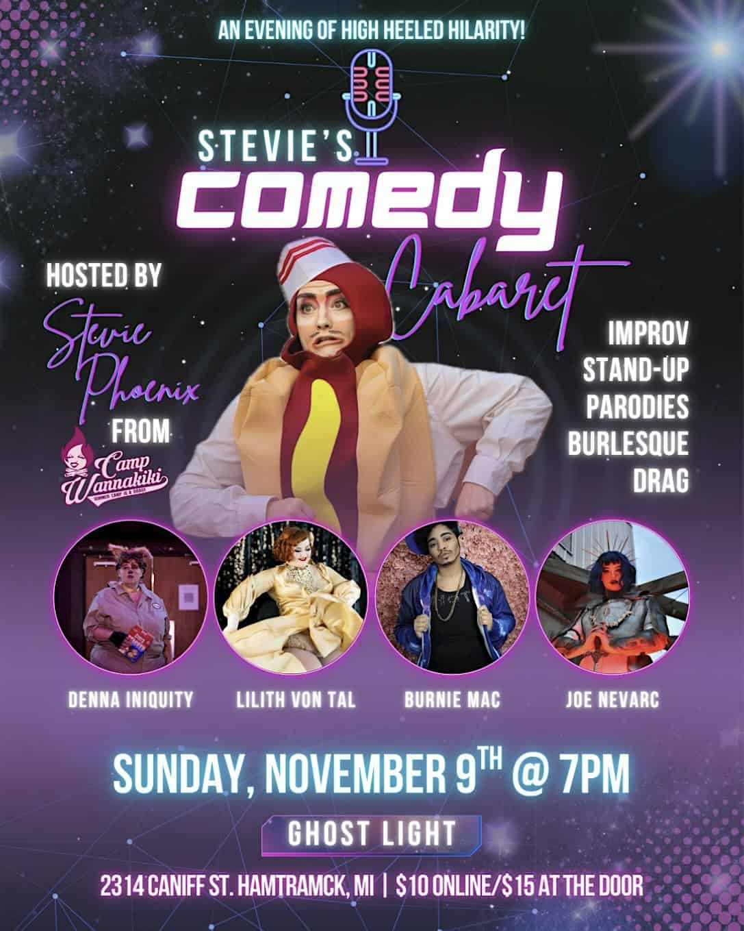 Stevie’s Comedy Cabaret @ Ghost Light at Ghost Light, Caniff Street, Hamtramck, MI, USA – Hamtramck, MI