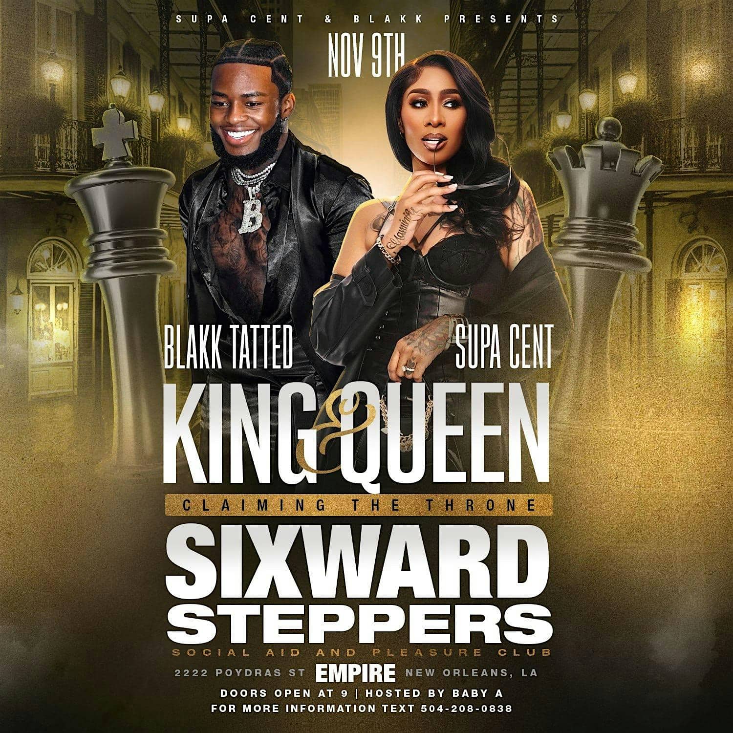 SIX WARD STEPPERS KING & QUEEN CLAIMING THE THRONE at 2222 Poydras St – New Orleans, LA