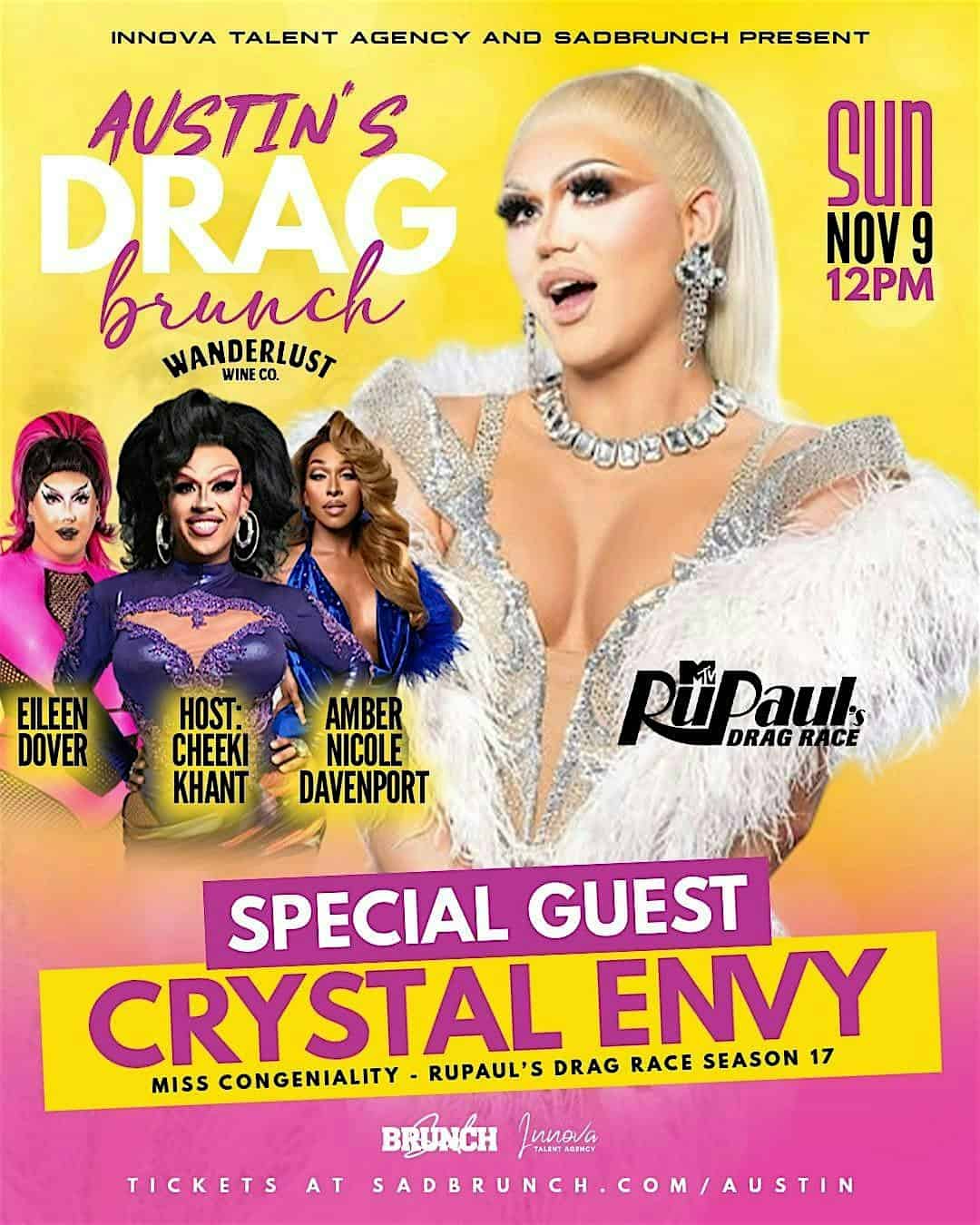 Drag Brunch w/ Crystal Envy from RuPaul’s Drag Race at Wanderlust Wine Co! at Wanderlust Wine Co. – Shady Lane – Austin, TX