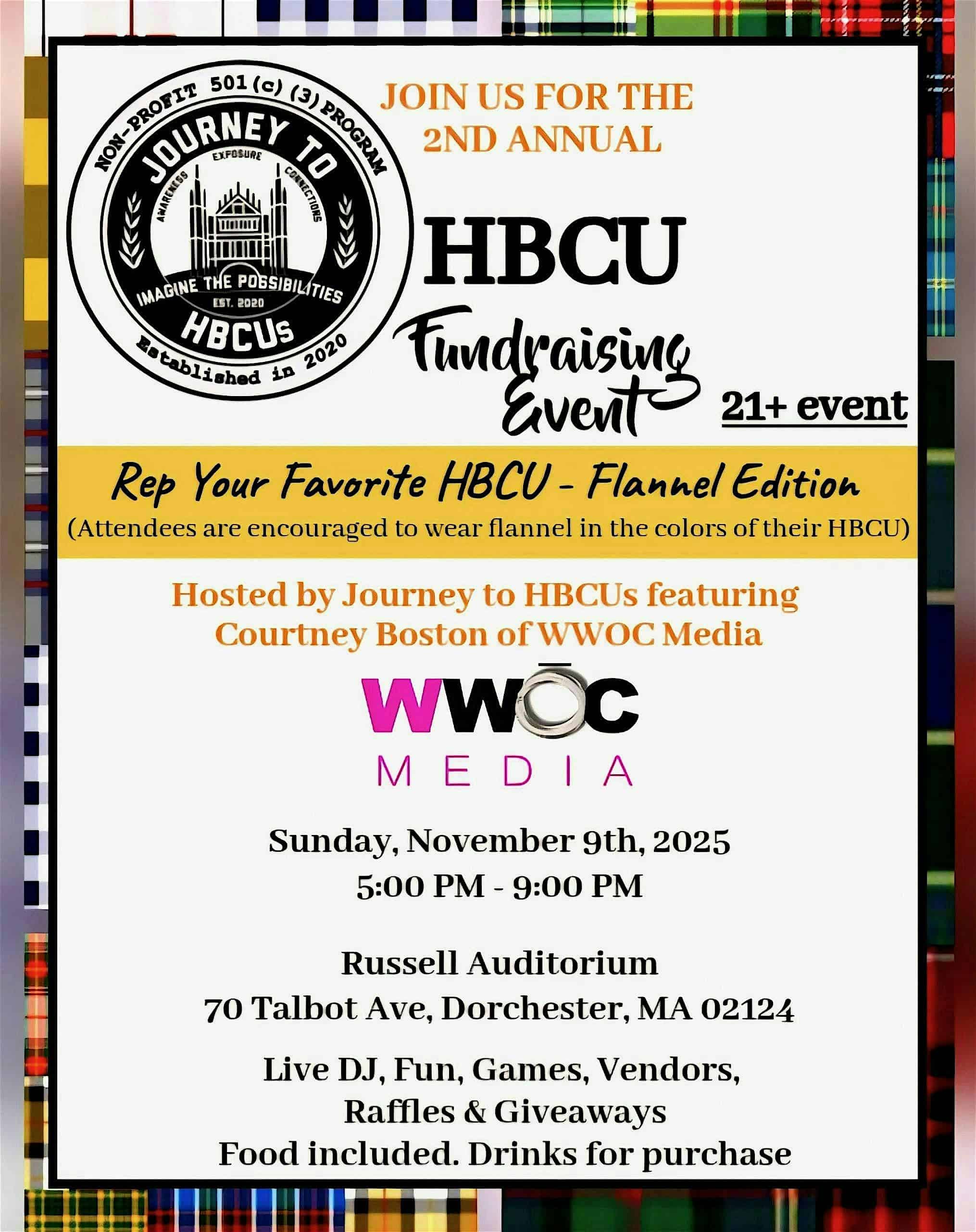 Journey to HBCUs Presents: 2nd Annual Fundraising Event at Russell Auditorium – Boston, MA