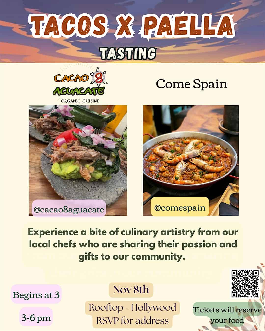 Tacos X Paella Party at Rooftop – Los Angeles, CA