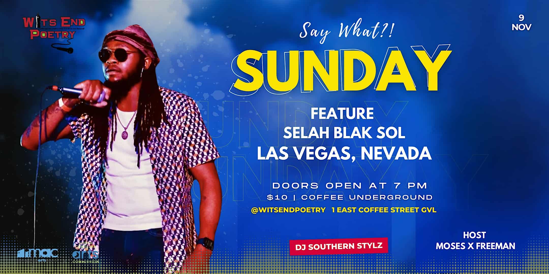 Say What?! Open Mic and Feature Selah Blak Sol at Coffee Underground at Coffee Underground – Greenville, SC