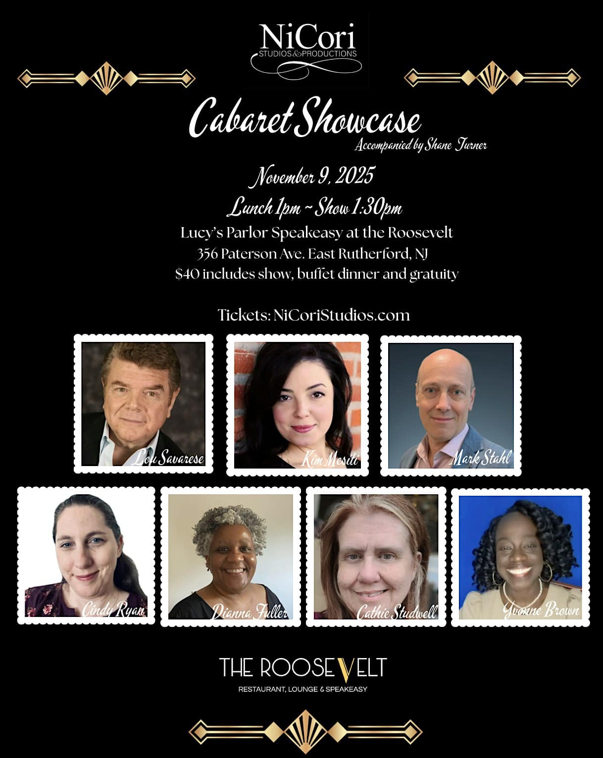 NiCori Cabaret Showcase LEVEL ONE Lucy’s Parlor Speakeasy @ the Roosevelt at 356 Paterson Ave – East Rutherford, NJ