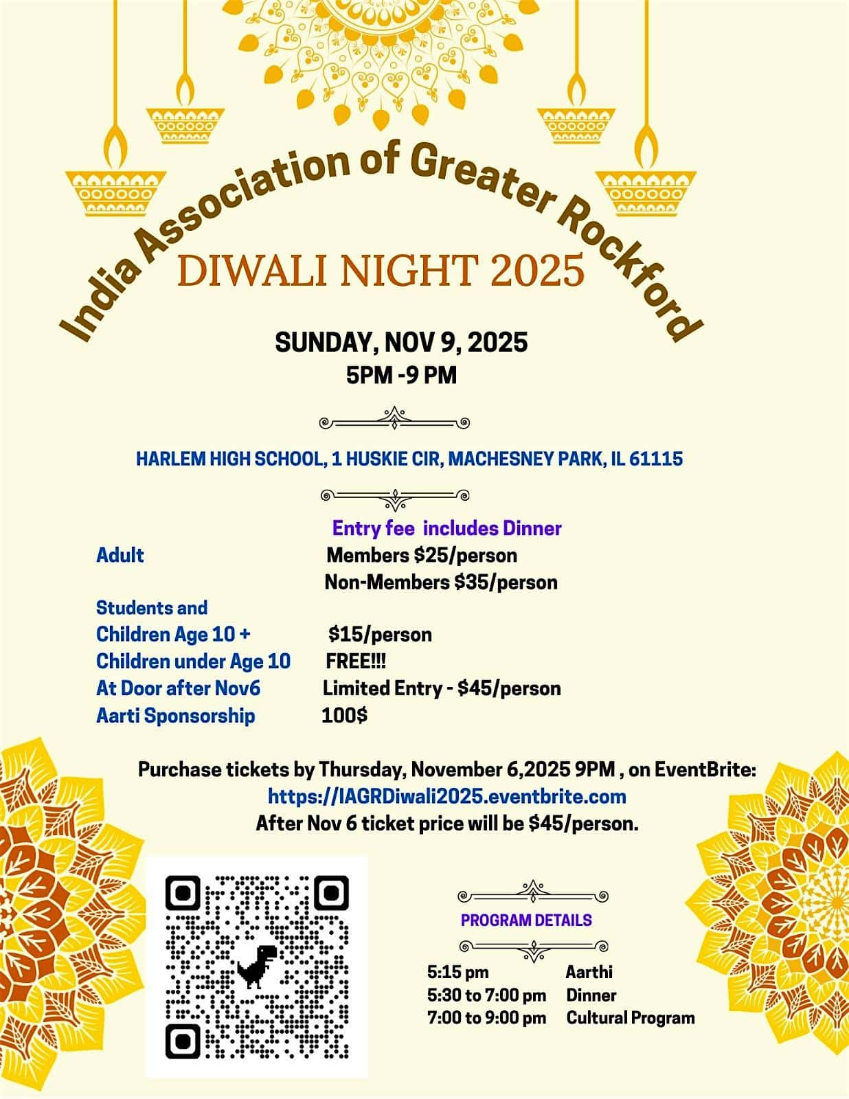 2025 Annual Diwali Night at Harlem High School – Machesney Park, IL