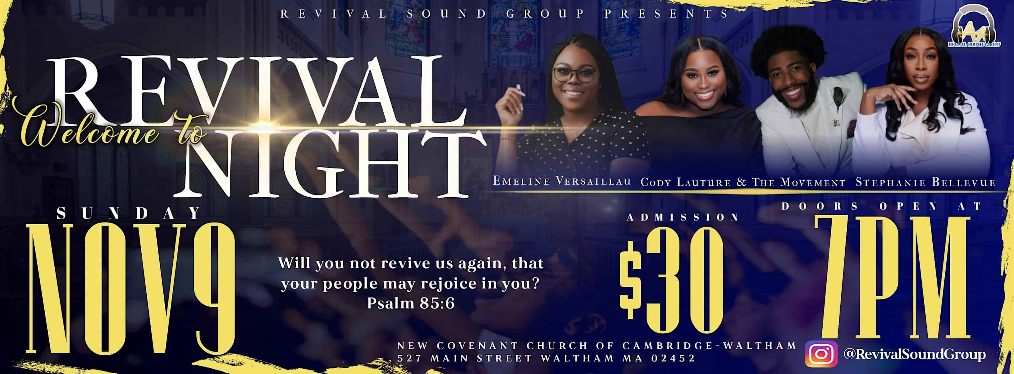 Welcome to Revival Night !! Presented by RSG at New Covenant Church of Cambridge – Waltham, MA