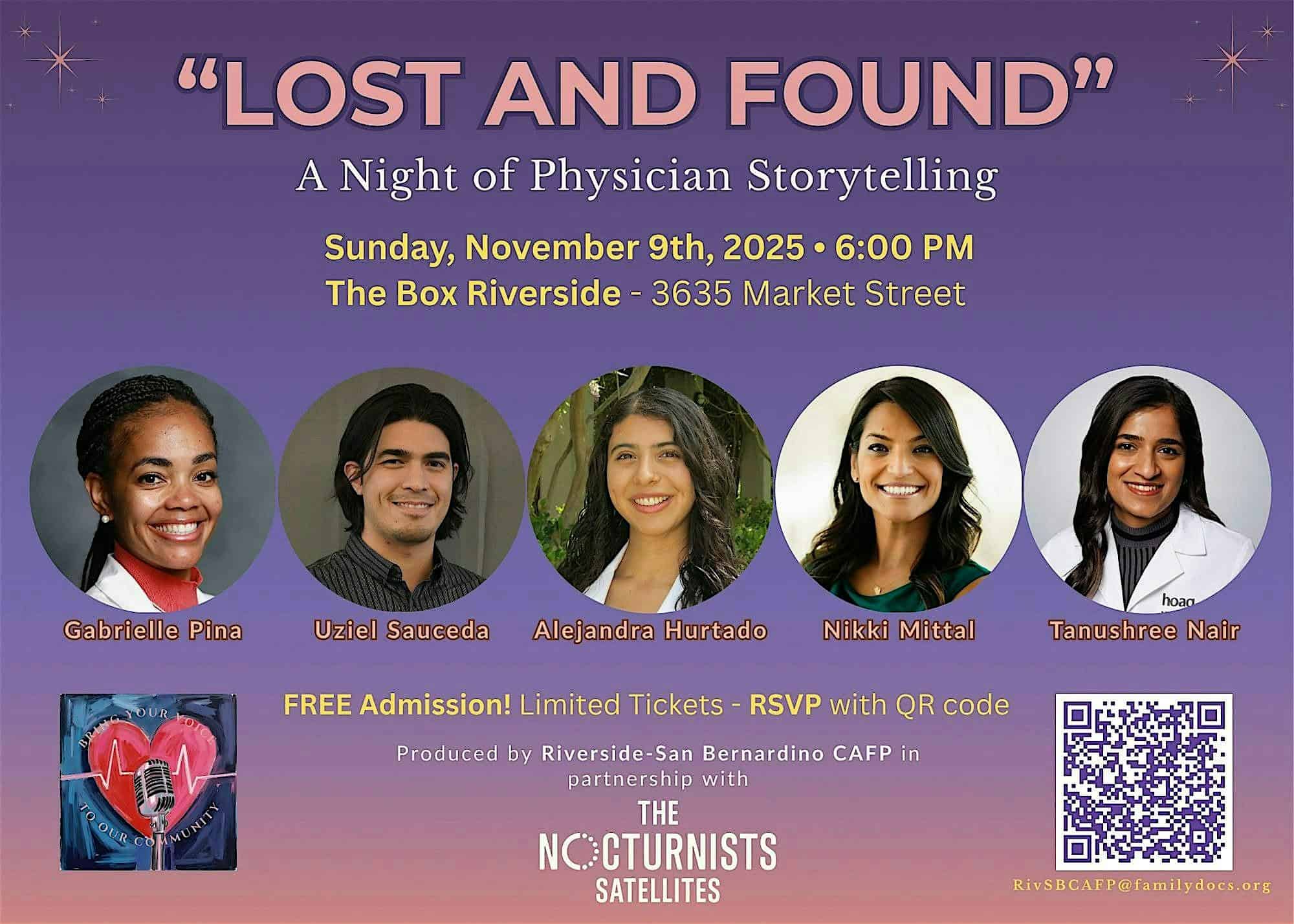 “Lost and Found” – A Night of Physician Storytelling at The Box – Riverside, CA