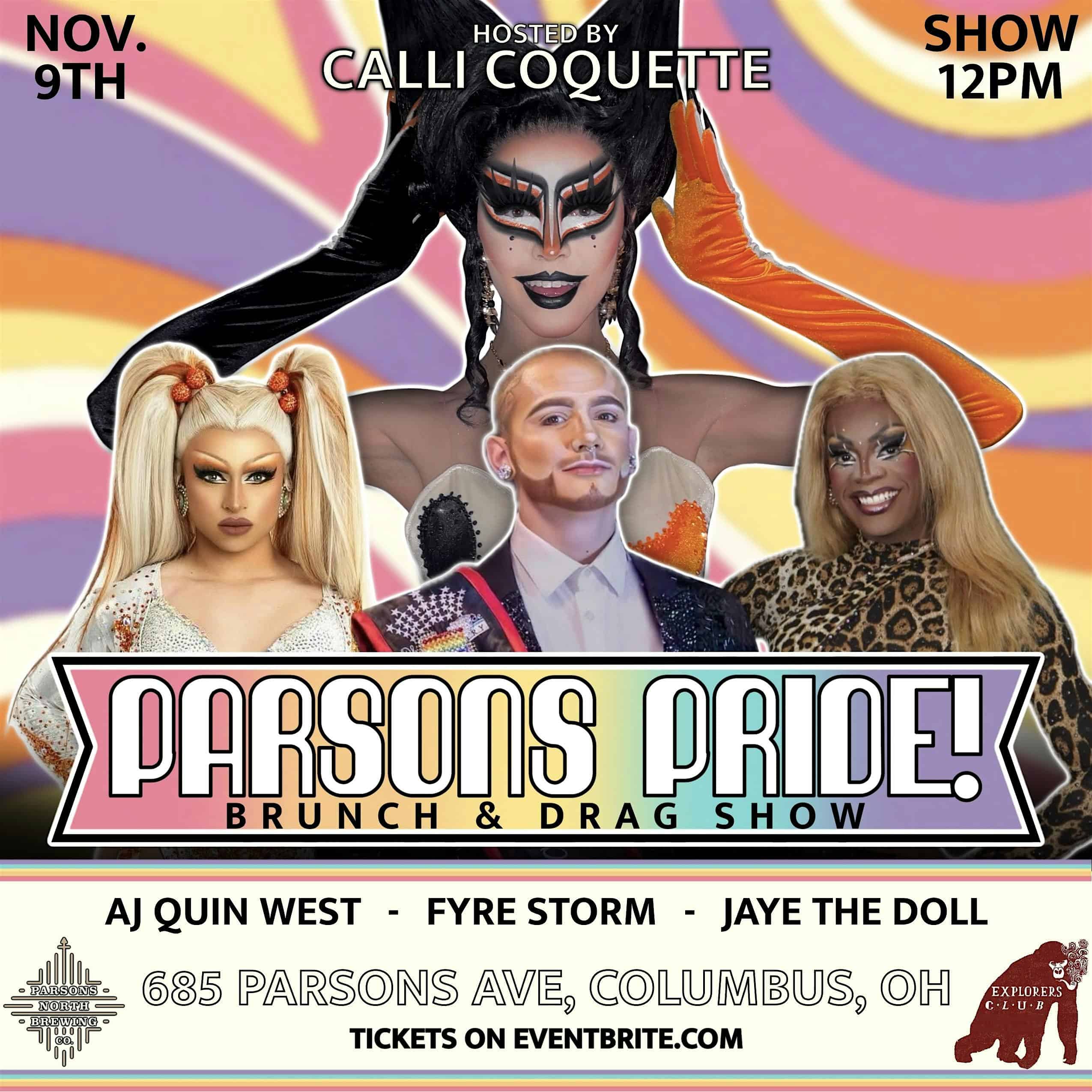 PARSONS PRIDE NOVEMBER! Brunch and Drag Show at Parsons North Brewing Company – Columbus, OH