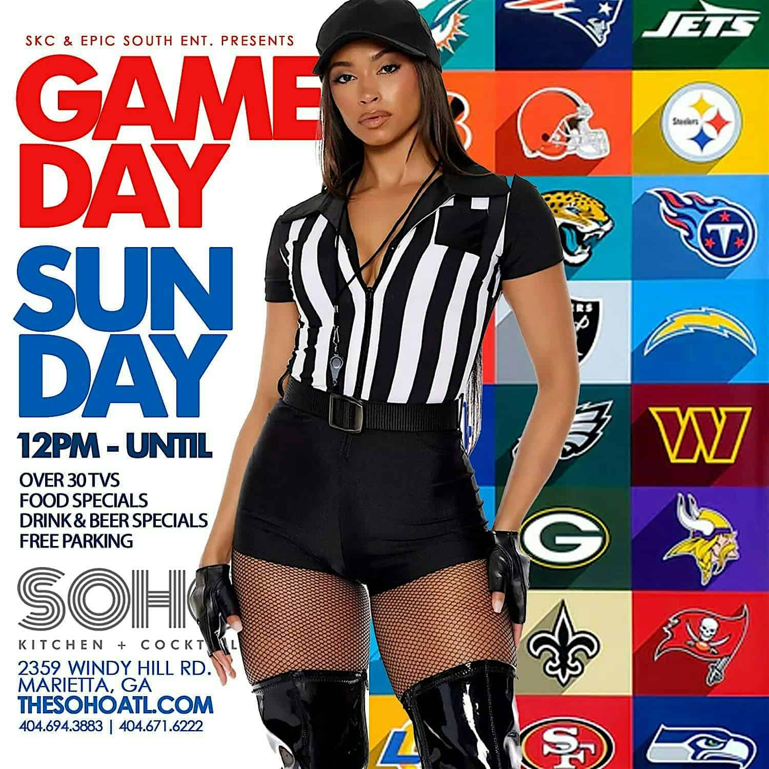 GAMEDAY SUNDAYS @ SOHO W/ FOOD & DRINK SPECIALS, BRUNCH, FOOTBALL & FUN! at SOHO Lounge – Marietta, GA