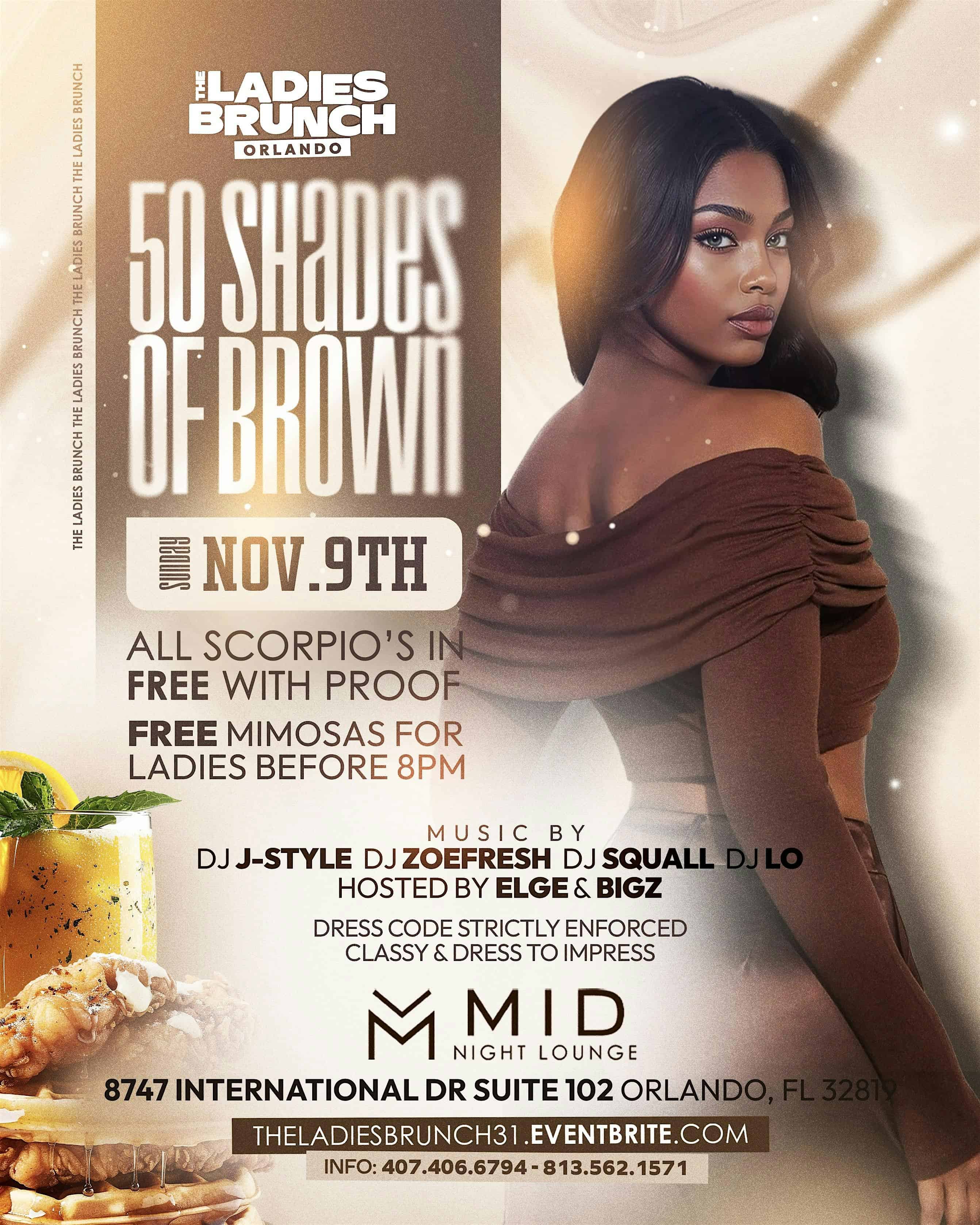 THE LADIES BRUNCH 50 SHADES OF BROWN at Midnight Hookah lounge – Orlando, FL