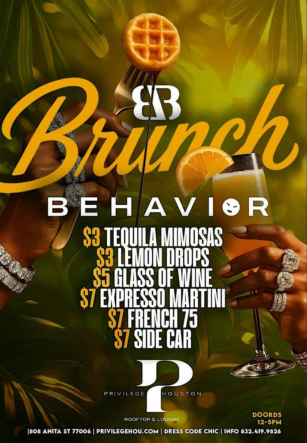 BRUNCH ROOFTOP HAPPY HOUR at Privilege Rooftop & Lounge – Houston, TX