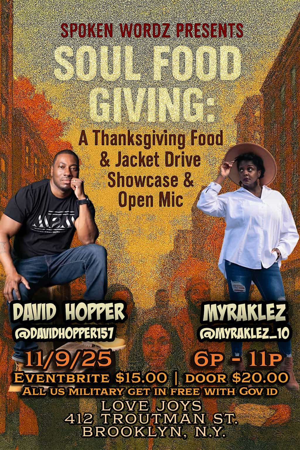 SOUL-FOOD-GIVING: A Showcase & Open mic at Lovejoys – Brooklyn, NY