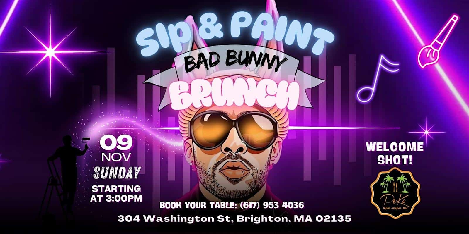 Sip and Paint Bad Bunny Brunch at Peka Restaurant – Brighton, MA