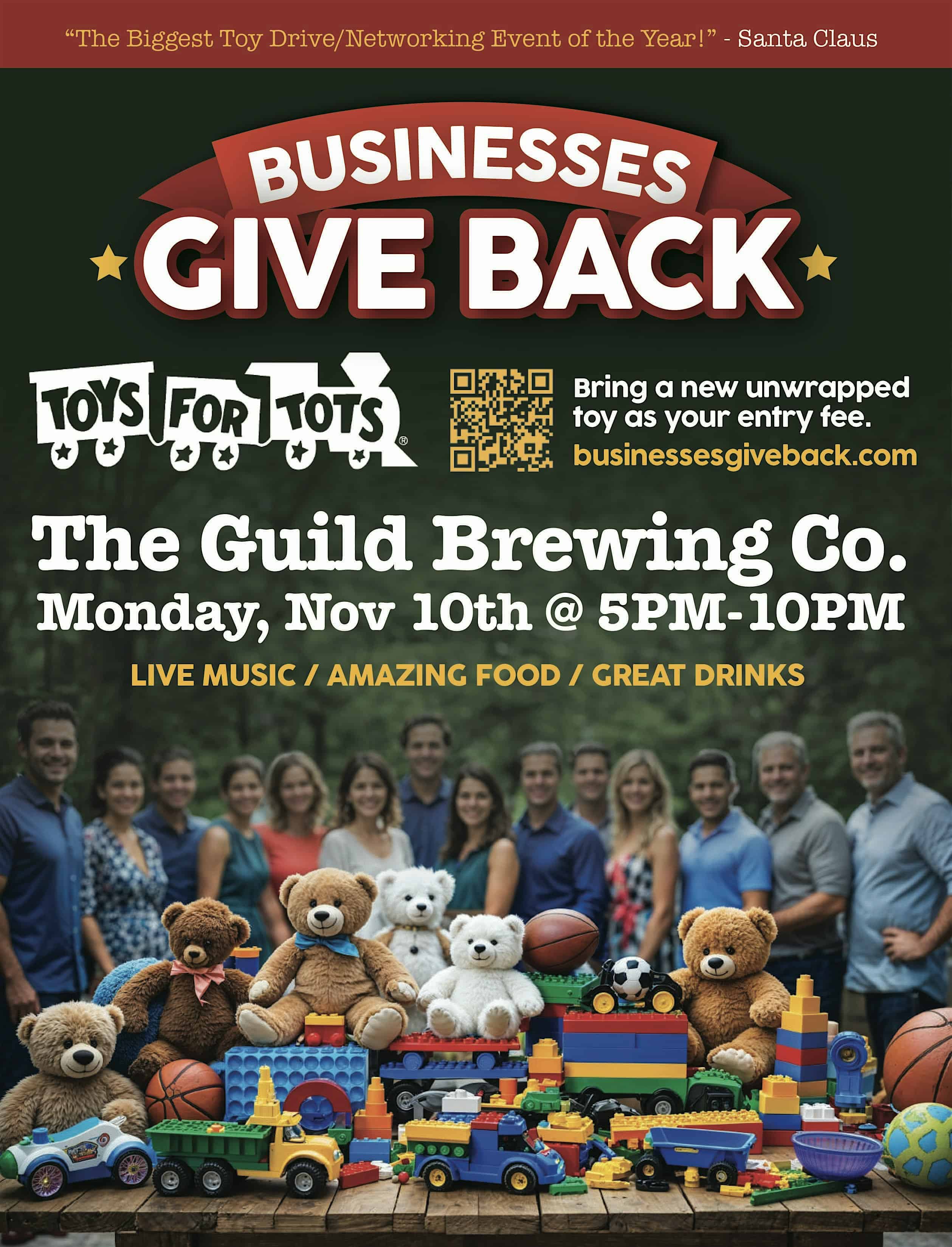 2025 BUSINESSES GIVE BACK TOYS FOR TOTS EVENT at The Guild – Pawtucket, RI