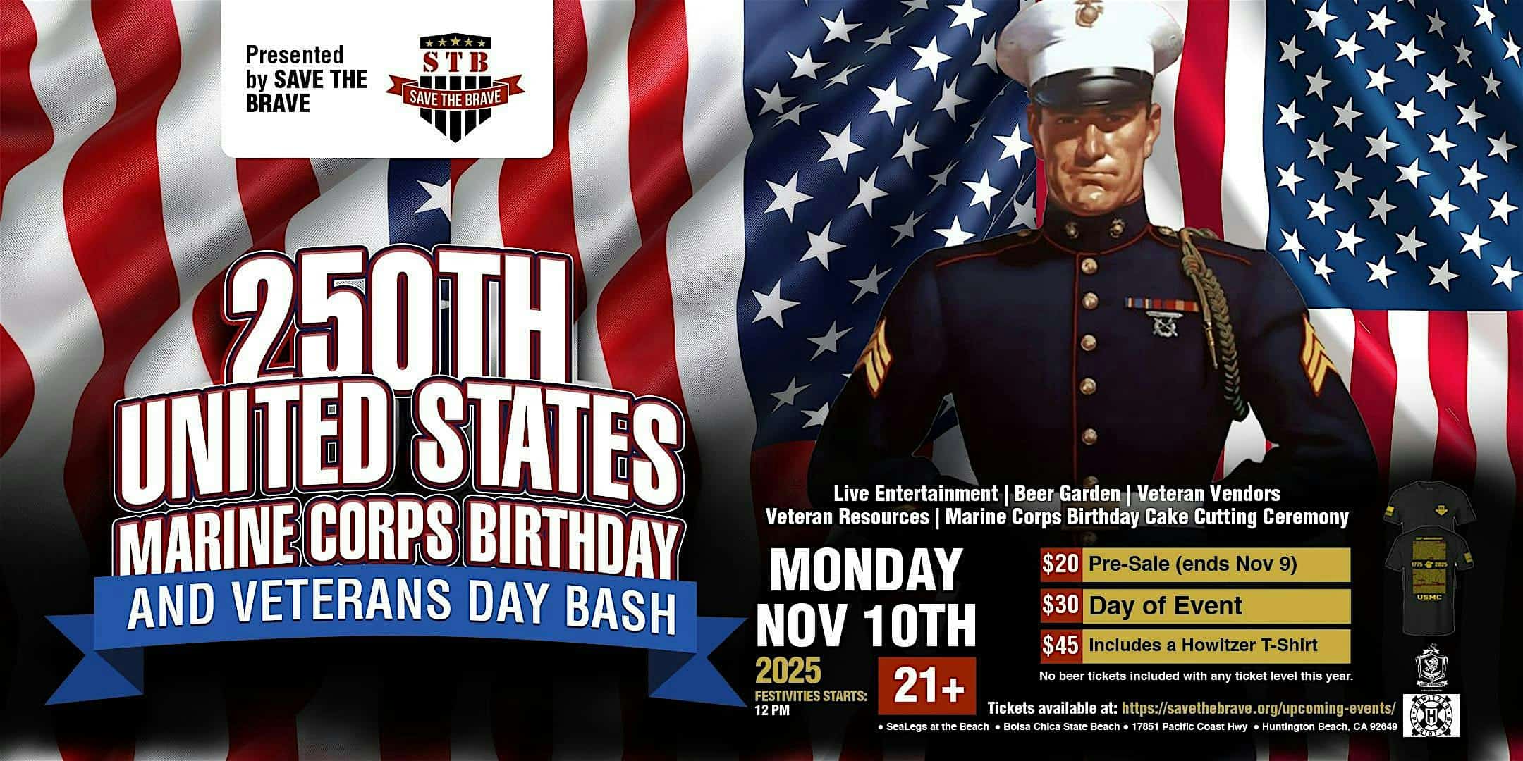 250th United States Marine Corps Birthday & Veterans Day Celebration at SeaLegs at the Beach – Huntington Beach, CA