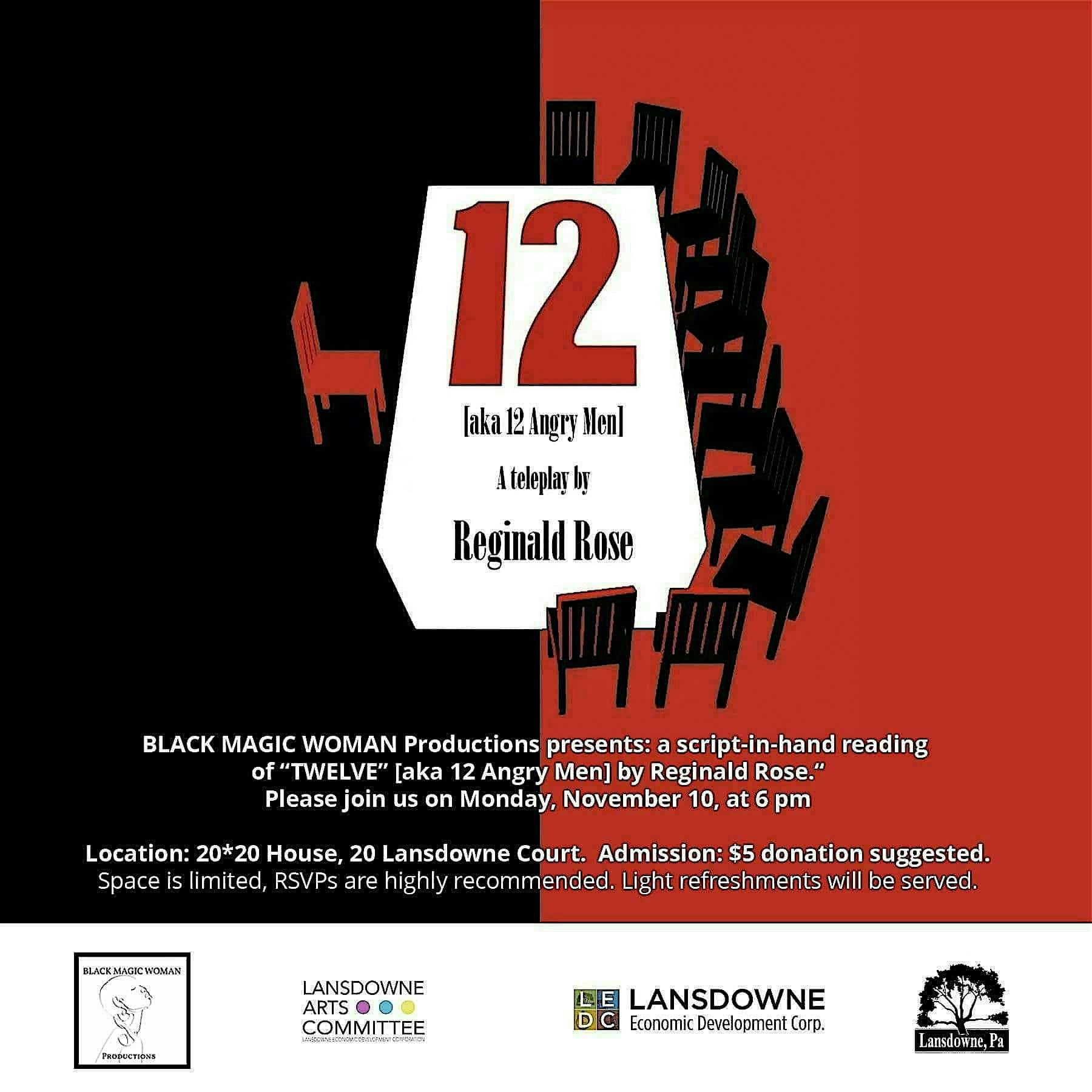 “TWELVE” [aka 12 Angry Men] by Reginald Rose at 20*20 Gallery – Lansdowne, PA