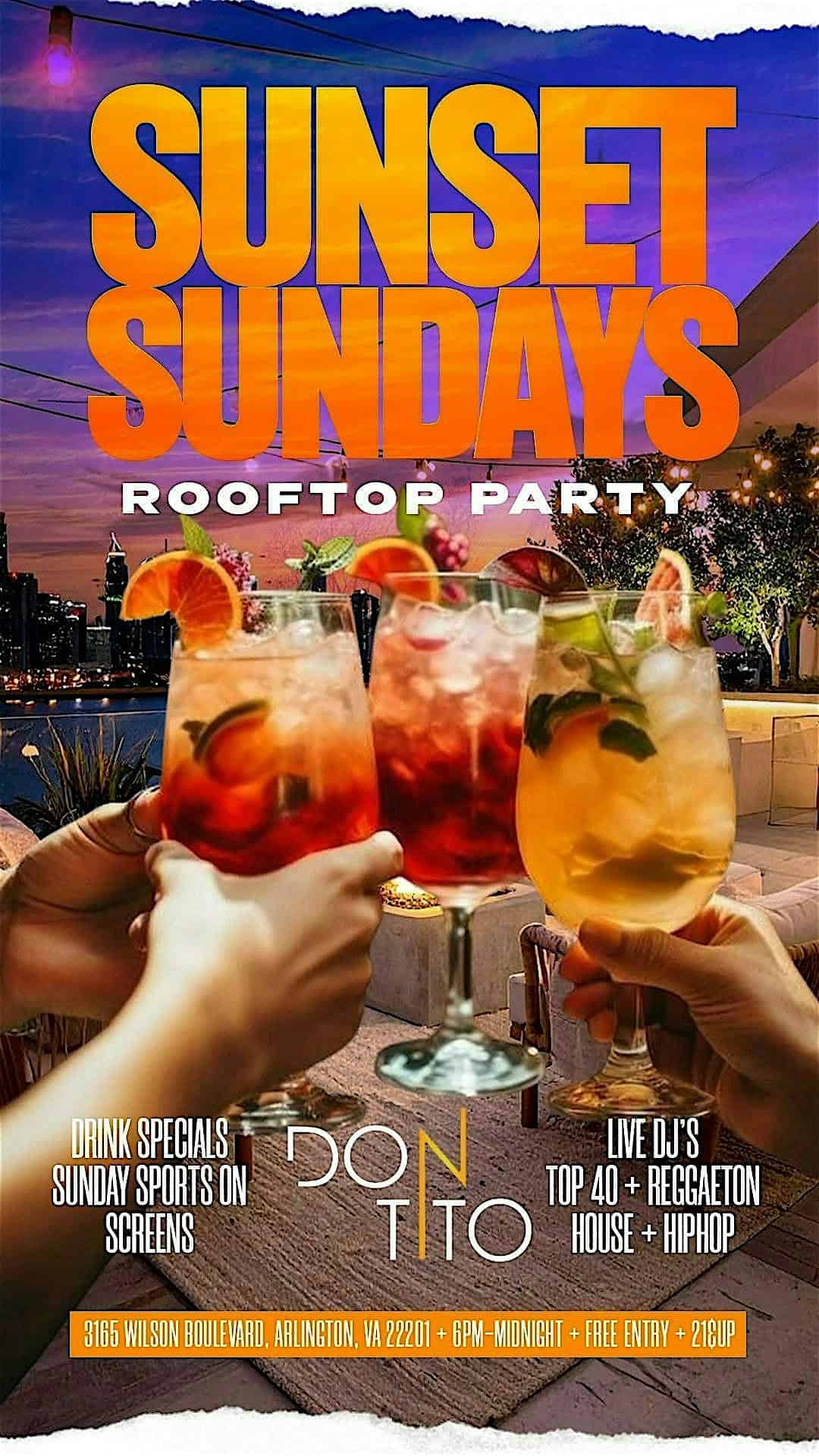 Sunset Sundays Rooftop Day Party at Don Tito at Don Tito – Arlington, VA