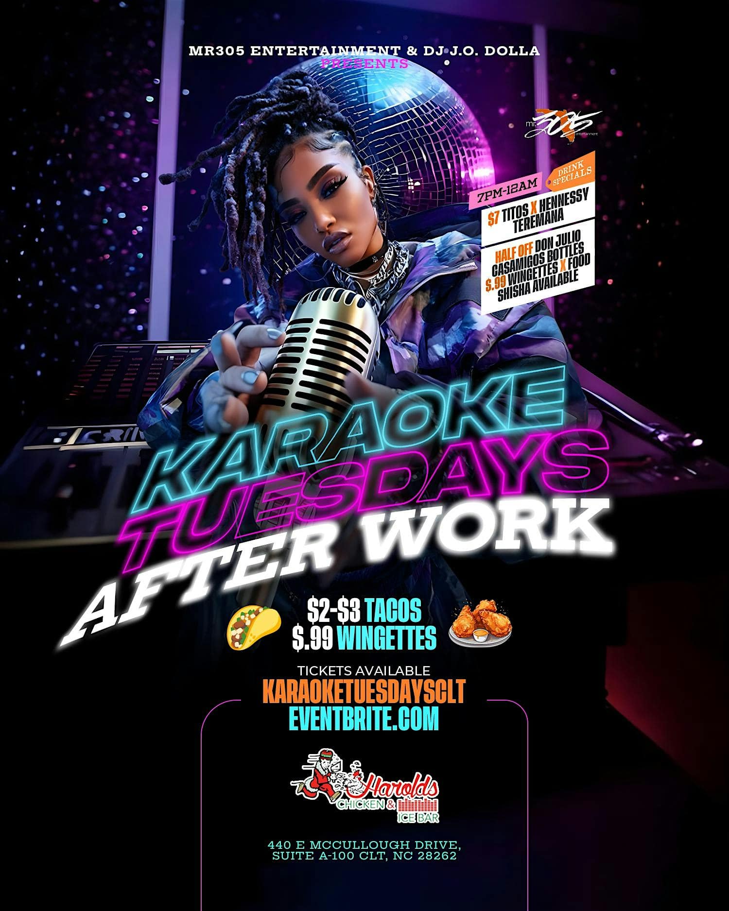 KARAOKE TUESDAY’S AFTER WORK at Harolds Chicken & Ice Bar – Charlotte – Charlotte, NC