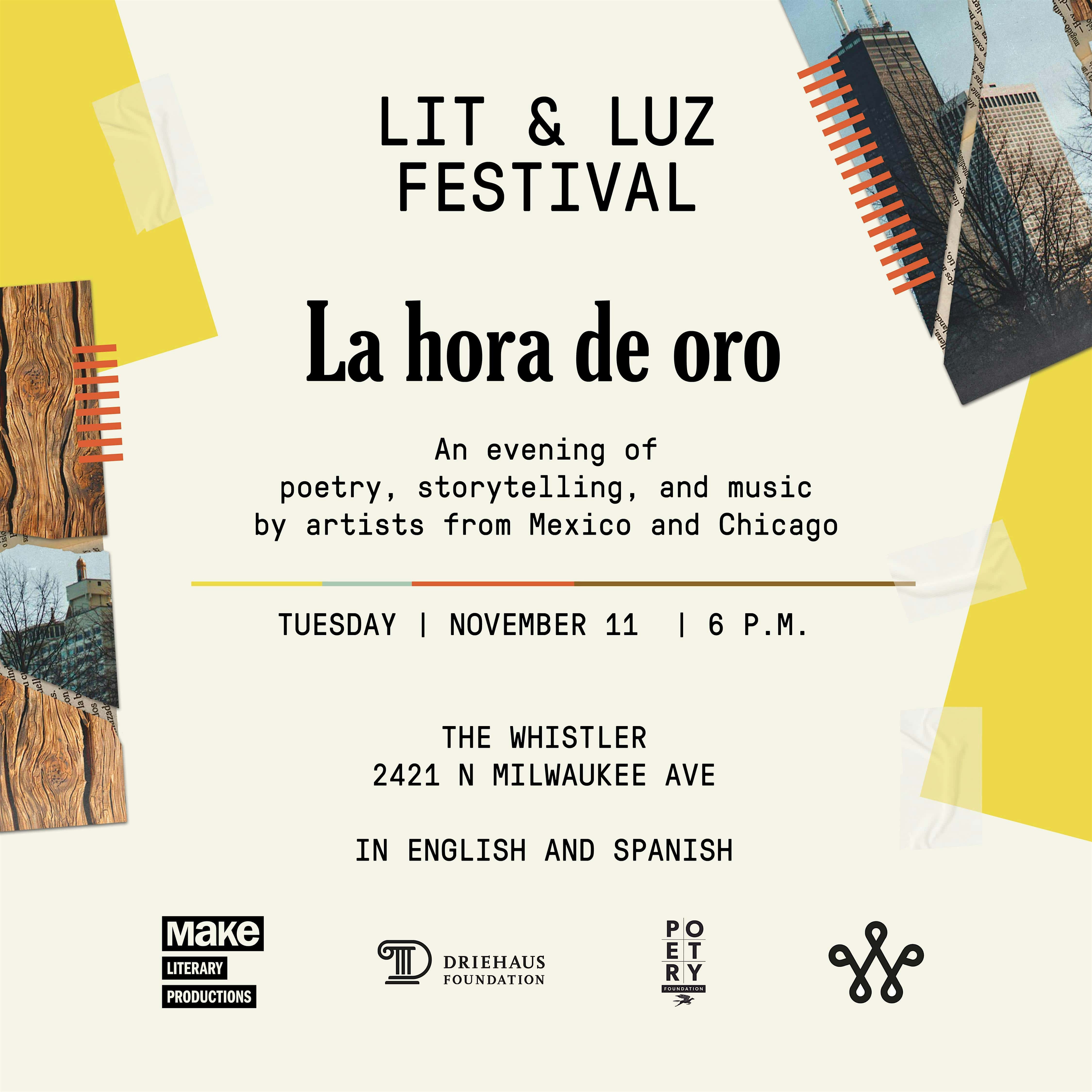 Lit & Luz: La hora de oro, an evening live poetry, storytelling, and music at The Whistler – Chicago, IL