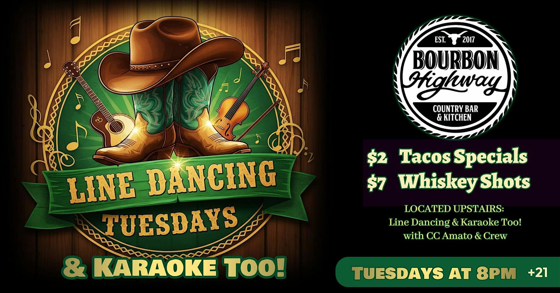 Tuesday Line Dancing Party! at Bourbon Highway Country Bar & Kitchen – Walnut Creek, CA