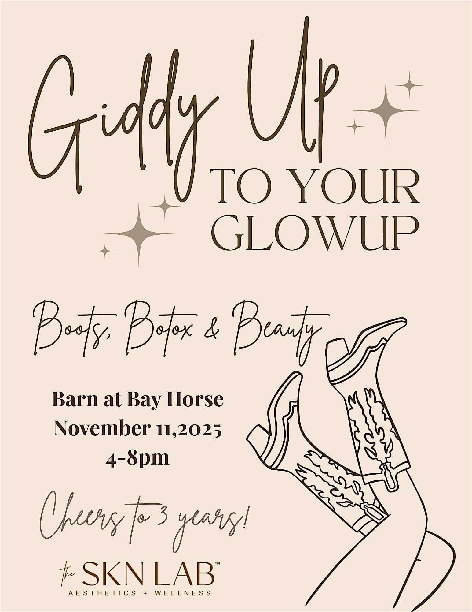 Giddy Up To Your Glow Up: Boots, Botox & Beauty at Barn at Bay Horse Inn – Greenwood, IN