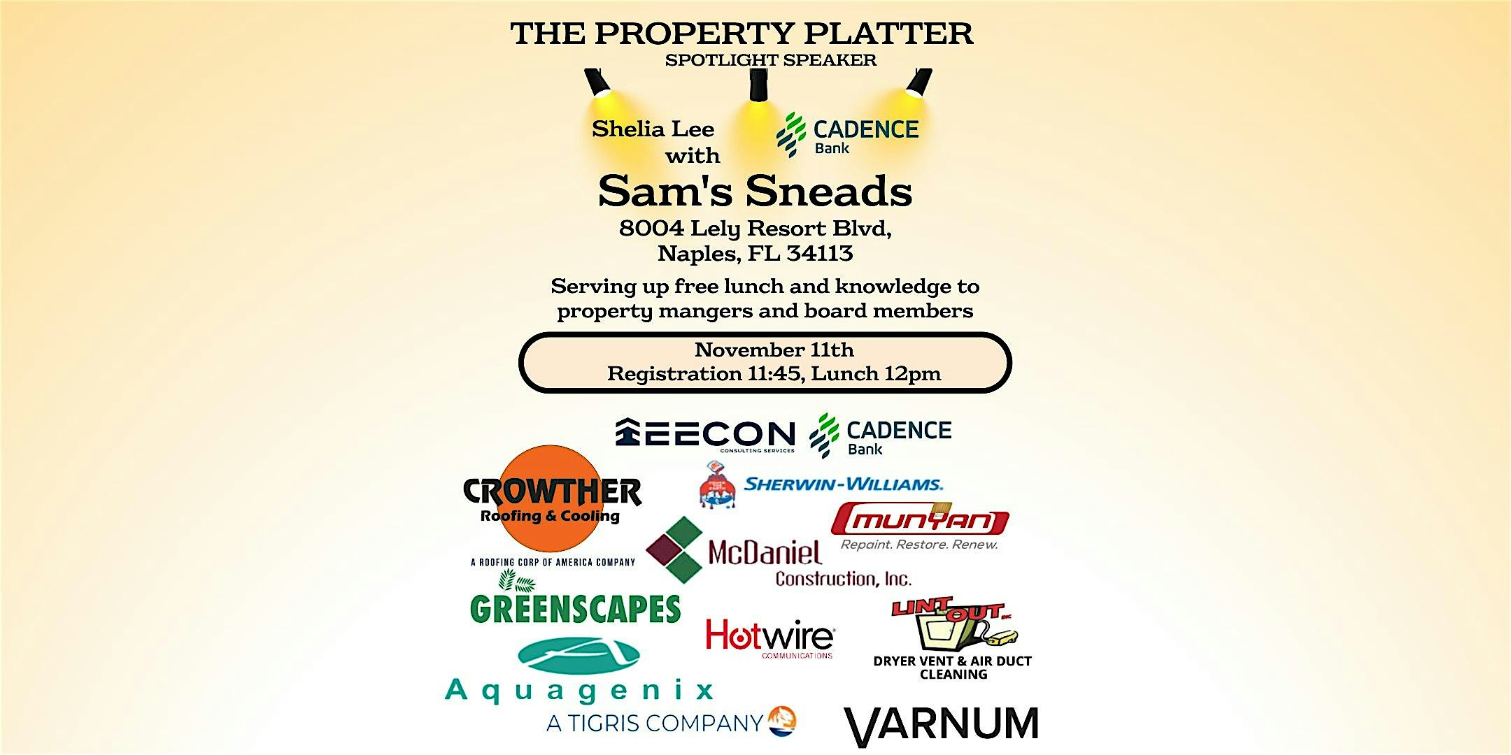 The Property Platter -Second Tuesday Luncheon at 8004 Lely Resort Blvd – Naples, FL