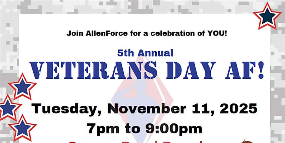 5th Annual Veterans Day AF! Pinning and Party at Sovereign – Plainfield, IL