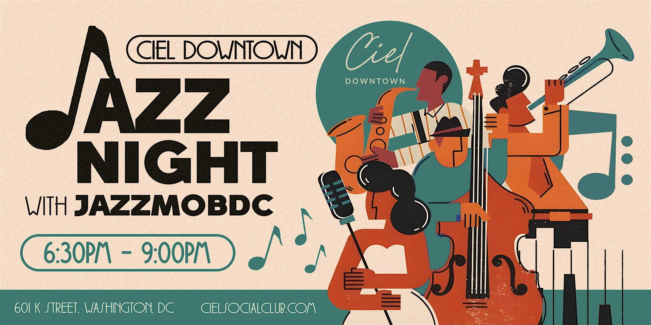 Tuesday Jazz Nights at Ciel Downtown at Ciel Social Club – Washington, DC