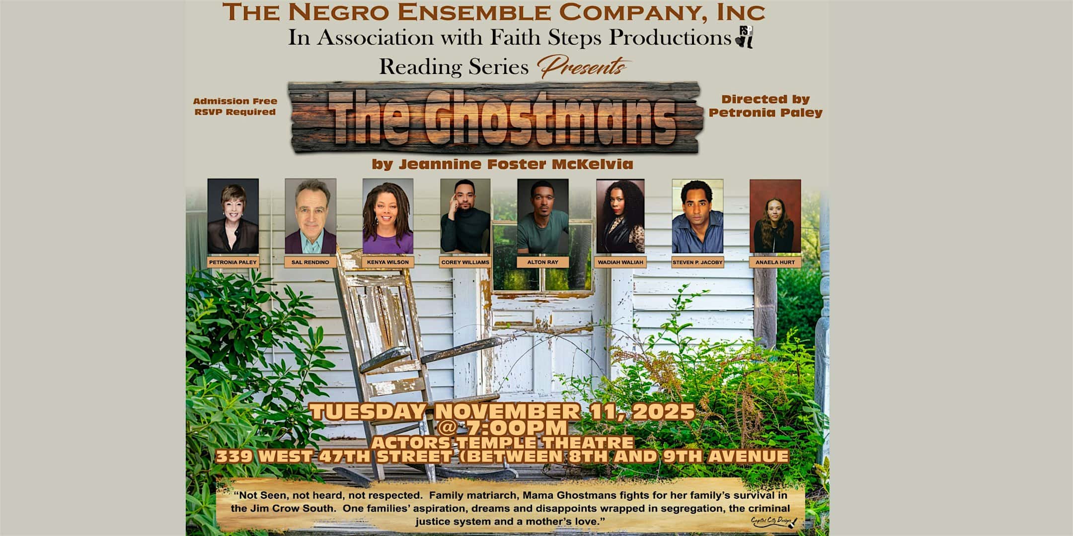The Ghostmans, a reading at Actors Temple Theater Association – New York, NY