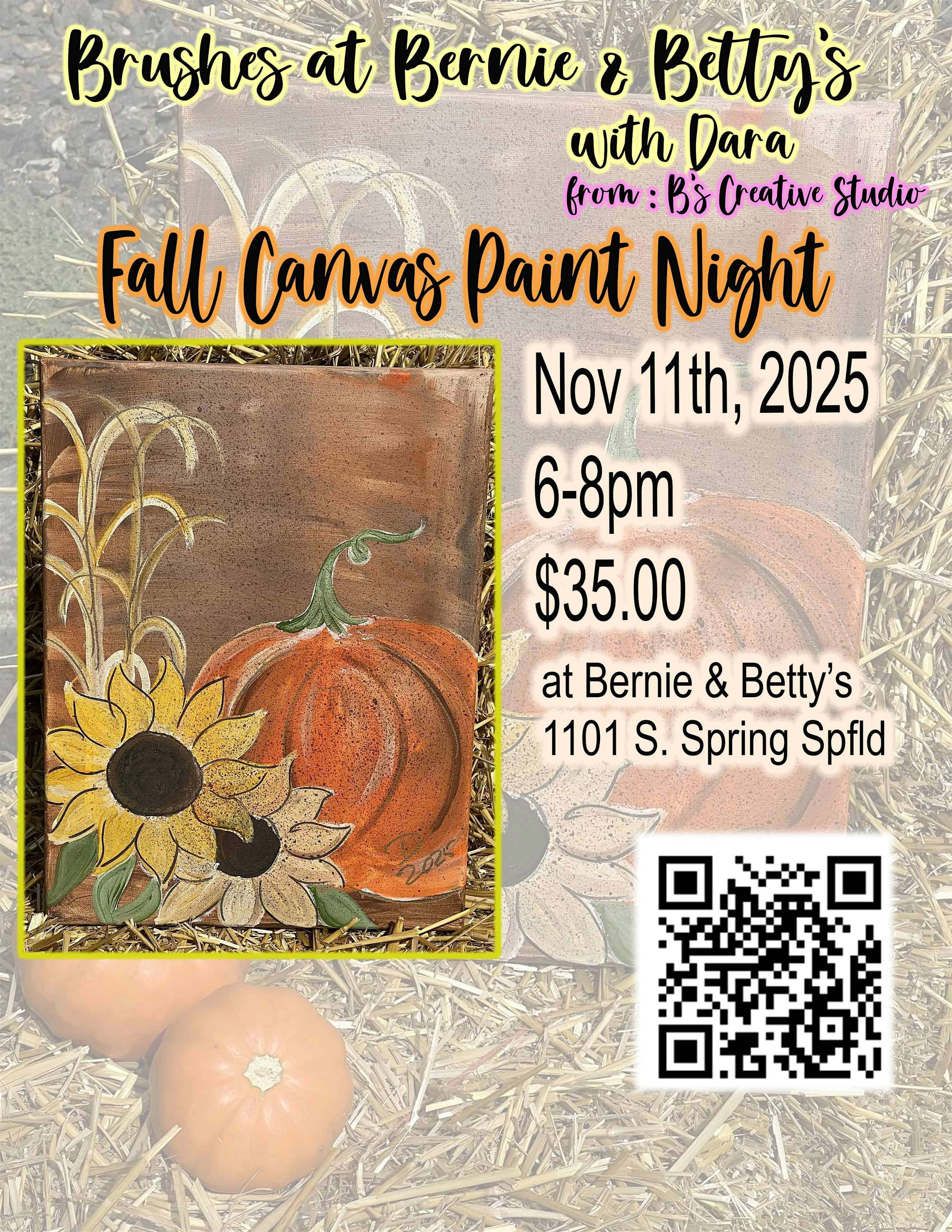 Brushes at Bernie & Bettys “Sunflowers & Pumpkin” at Bernie & Betty’s Pizza – Springfield, IL