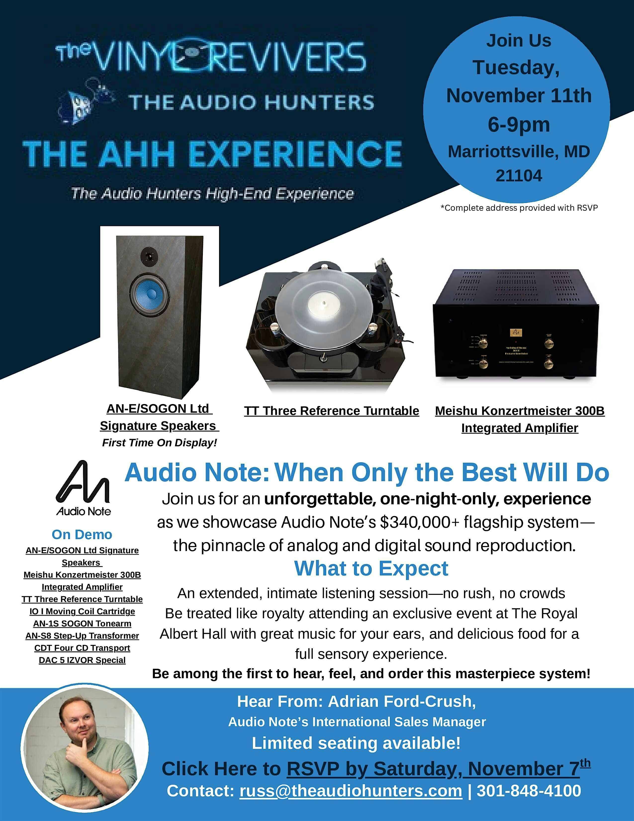 The AHH Experience: An Exclusive Audio Note Listening Event at 11163 Gentle Rolling Dr – Marriottsville, MD