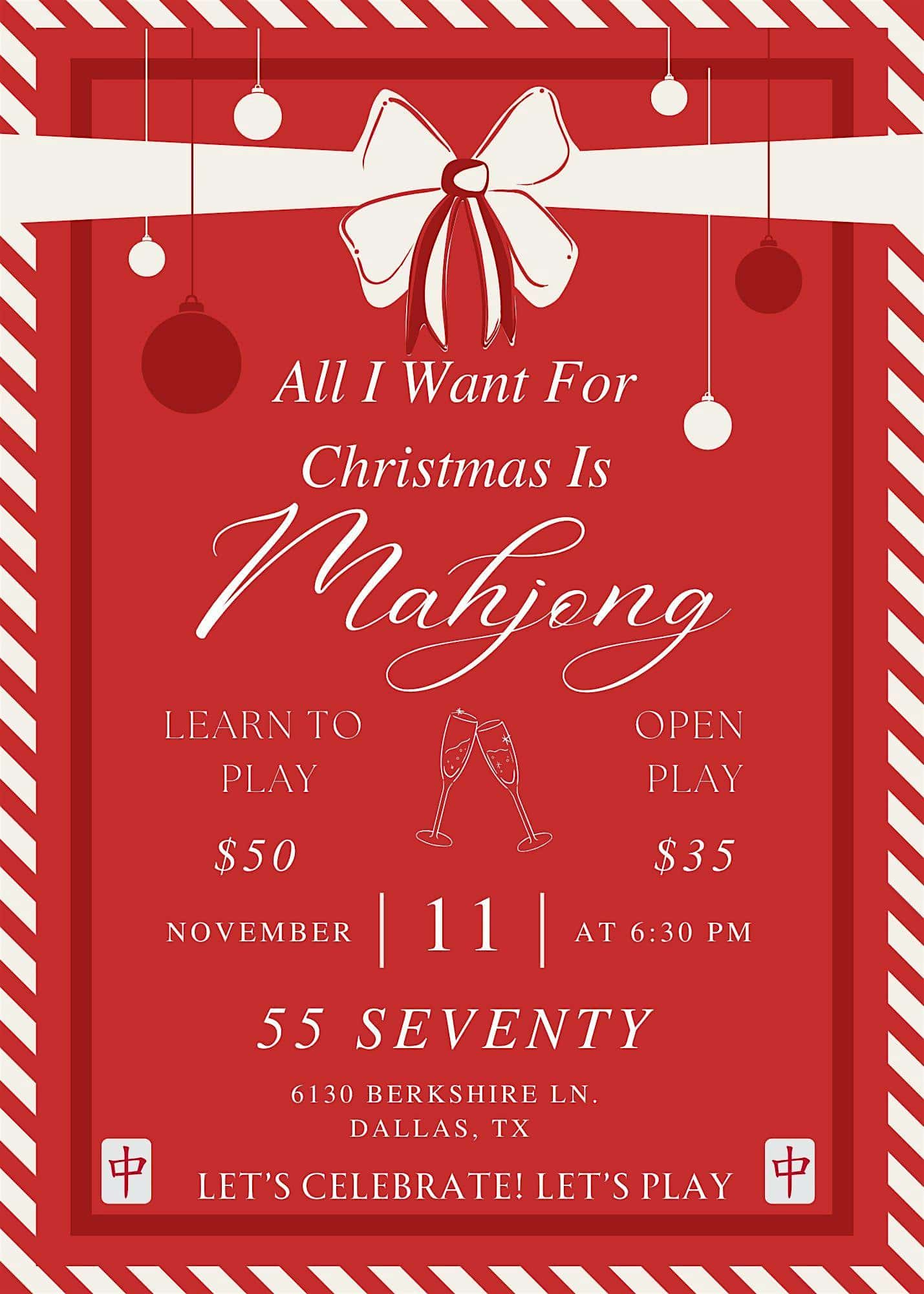 All I Want For Christmas Is Mahjong @ 55 Seventy at 55 Seventy Private Members Club – Dallas, TX