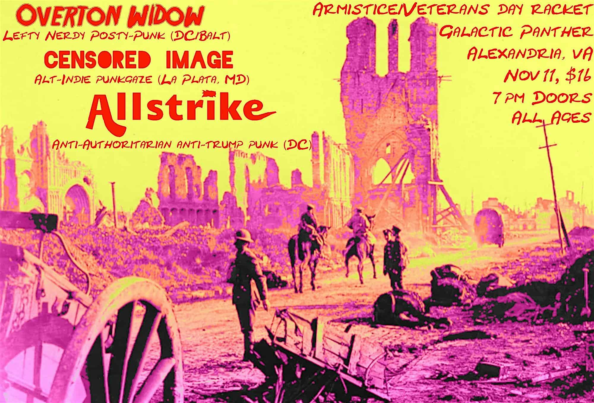 LIVE MUSIC: Armistice/Veteran’s Day Racket at Galactic Panther Art Gallery – Alexandria, VA