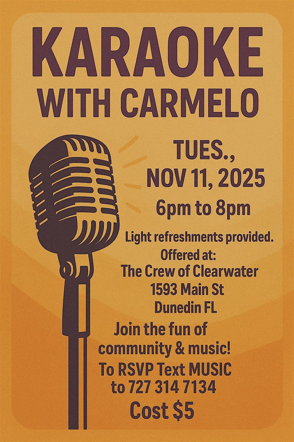 Karaoke and Open House at The Crew Of Clearwater at The Crew of Clearwater – Dunedin, FL