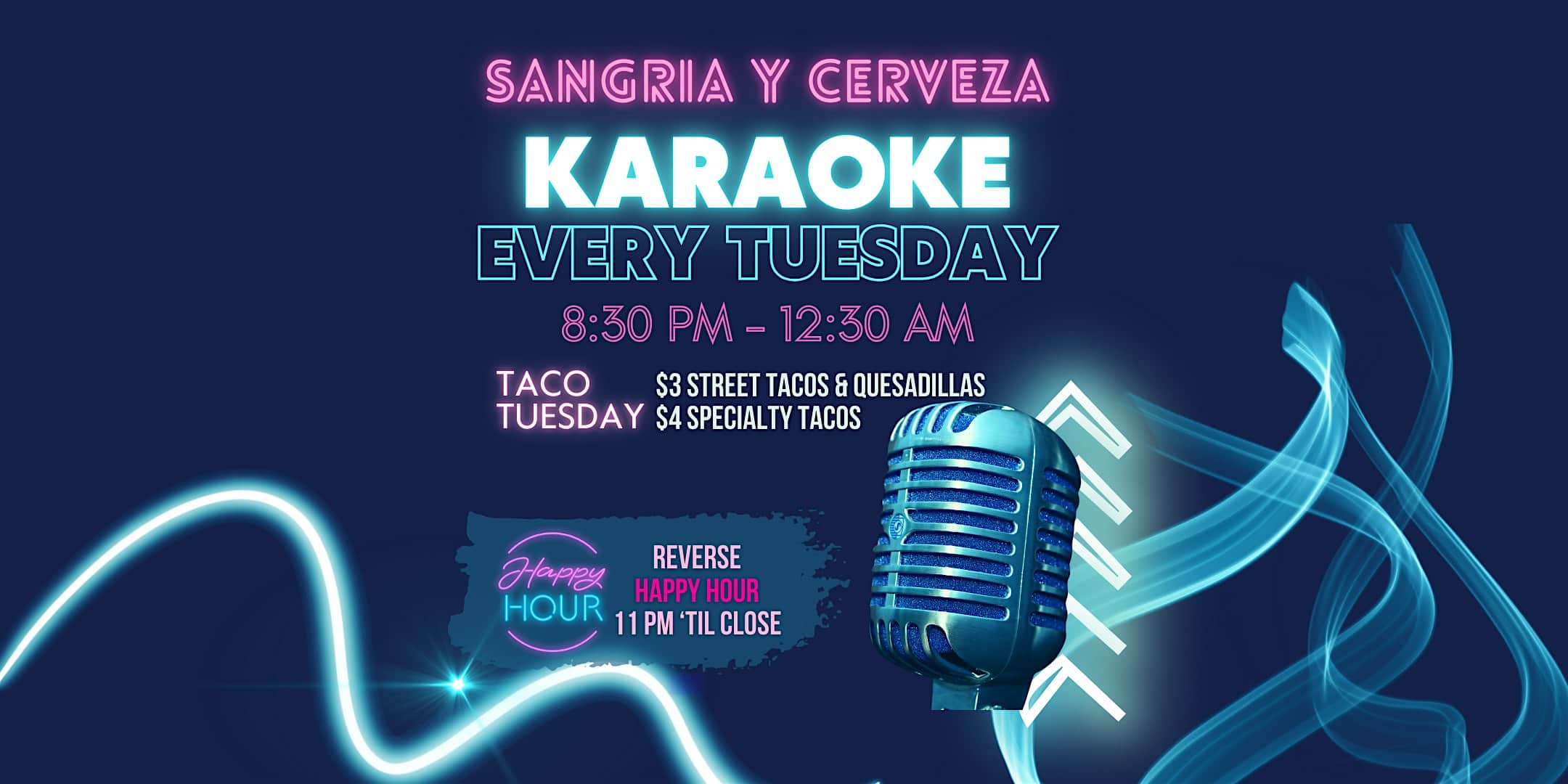 Karaoke Tuesdays! at Sangria y Cerveza – Tacos & Tapas Lounge – Plano, TX