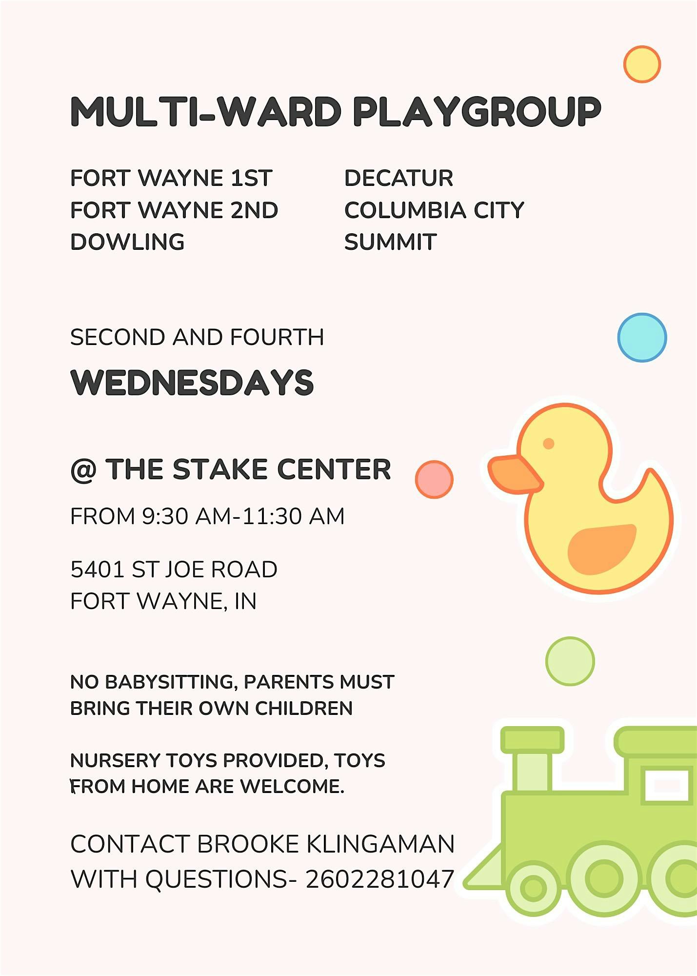 Multi-ward Playgroup for Fort Wayne at The Church of Jesus Christ of Latter-day Saints – Fort Wayne, IN
