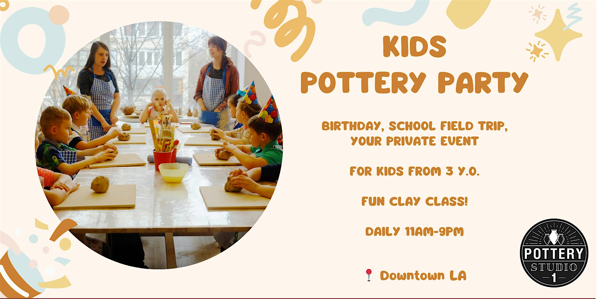 Kids’ Pottery Party – Downtown LA at 316 W 2nd St ste 112 – Los Angeles, CA