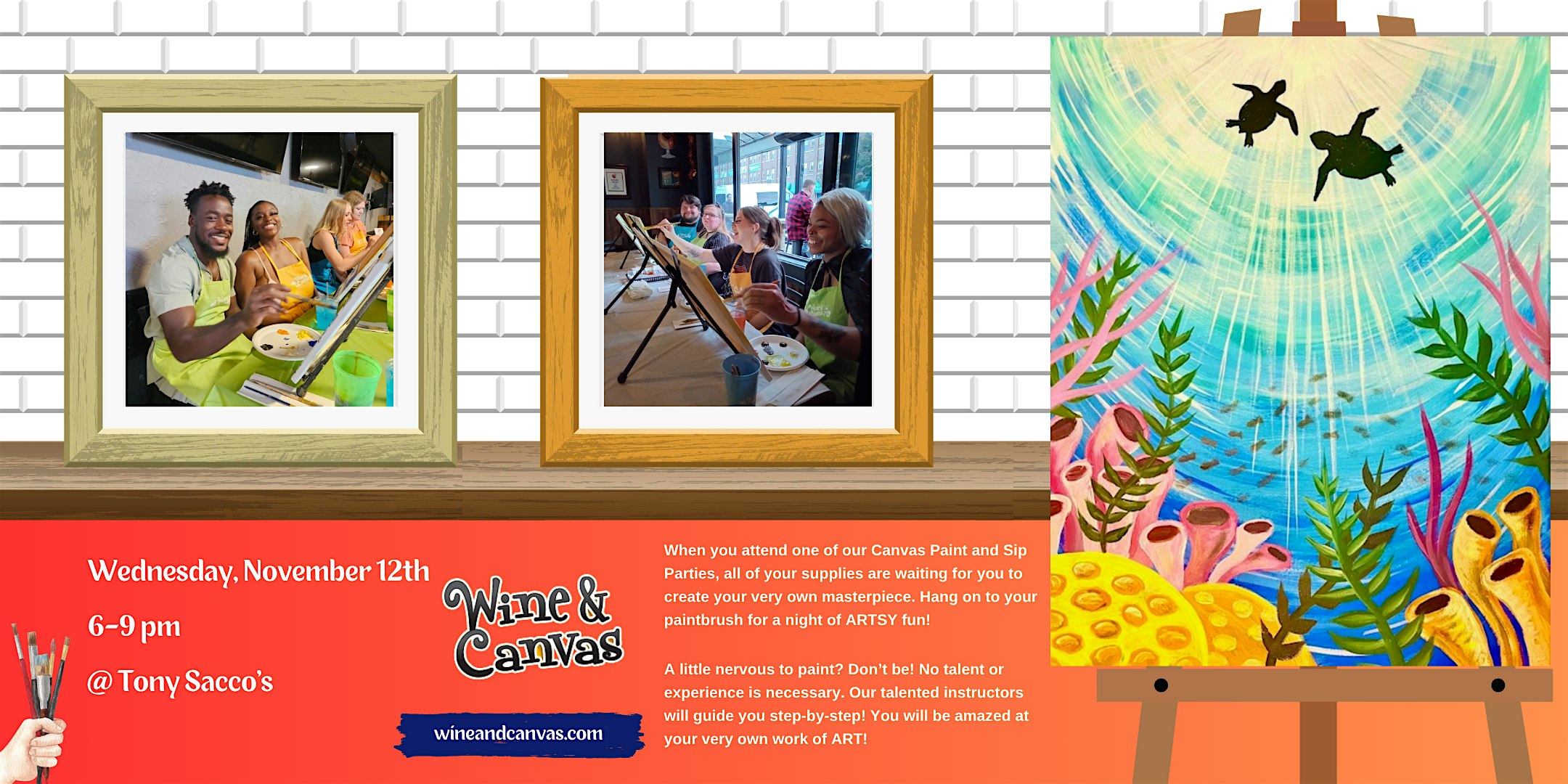 Estero Paint and Sip – Swimming with Turtles at Tony Sacco’s Coal Oven Pizza – Estero, FL – Estero, FL