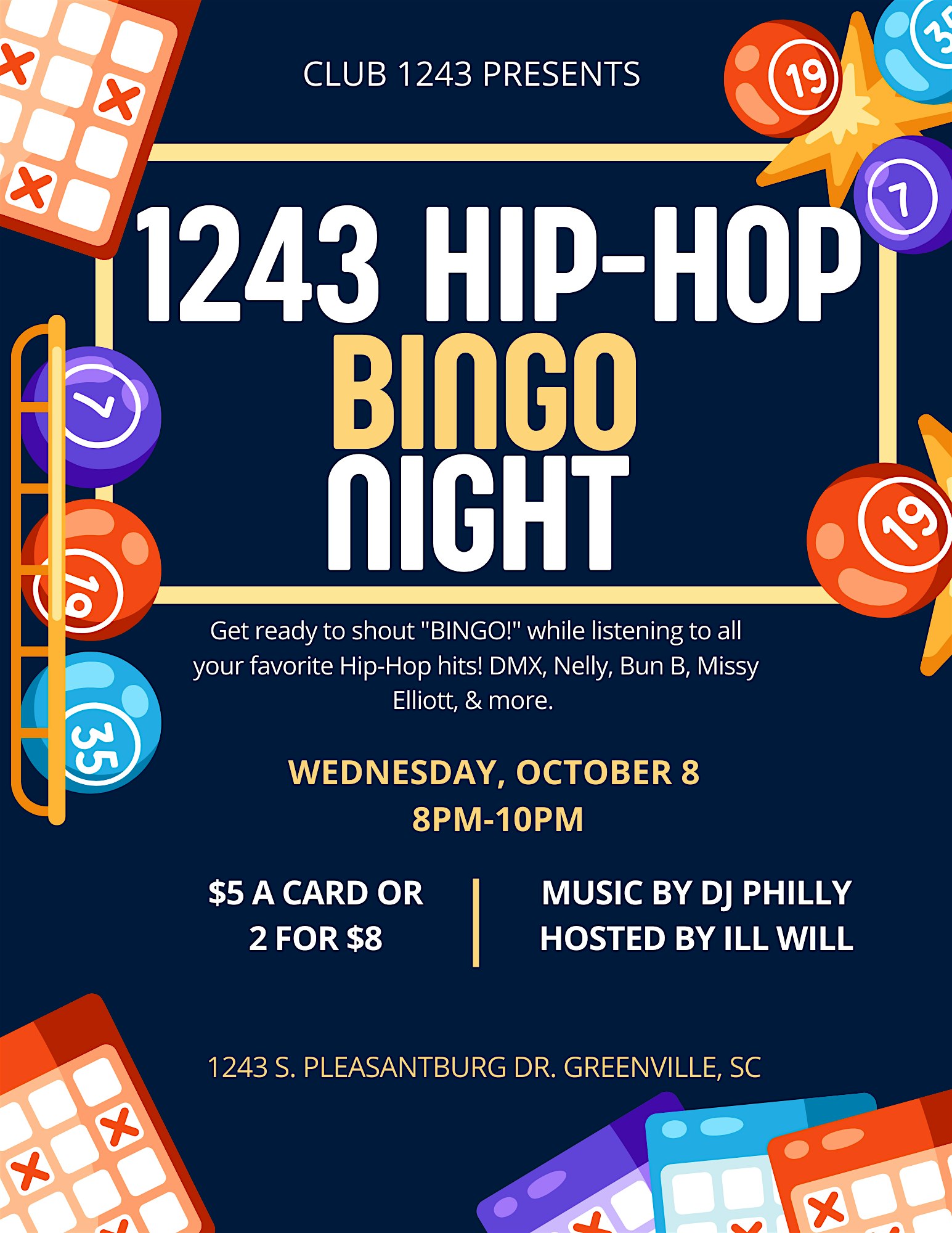 R&B / HIP HOP Bingo at 1243 Food & Spirits – Greenville, SC