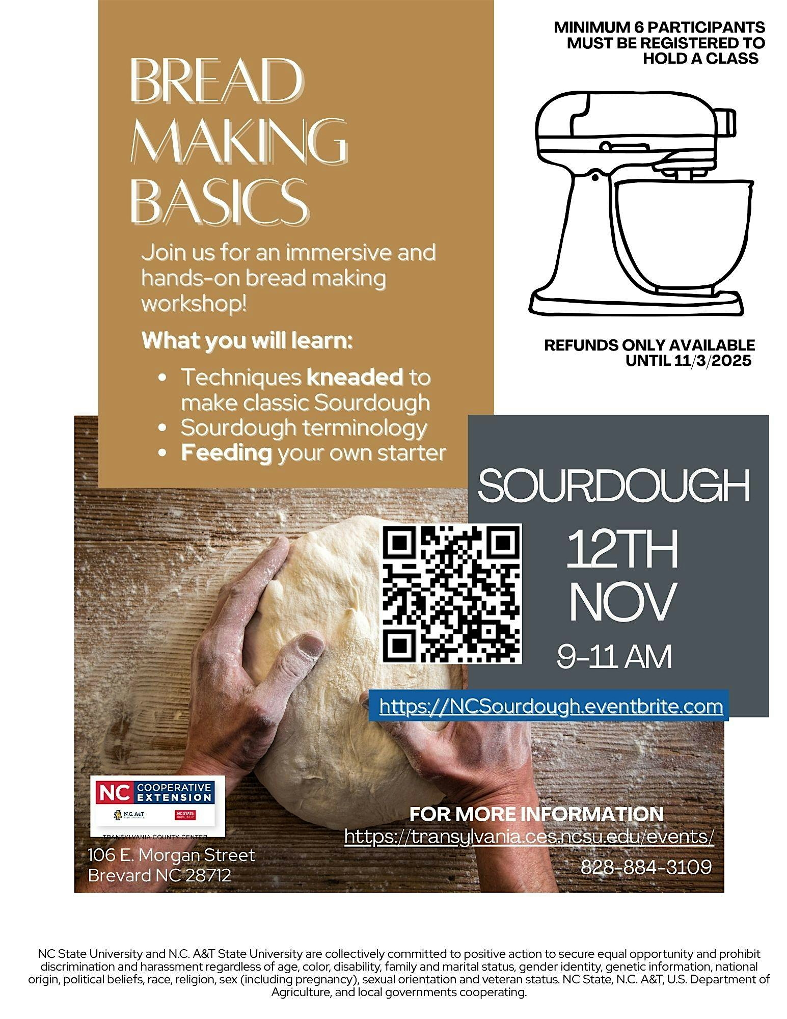 Bread Baking Basics: Sourdough at N.C. Cooperative Extension – Transylvania County Center – Brevard, NC