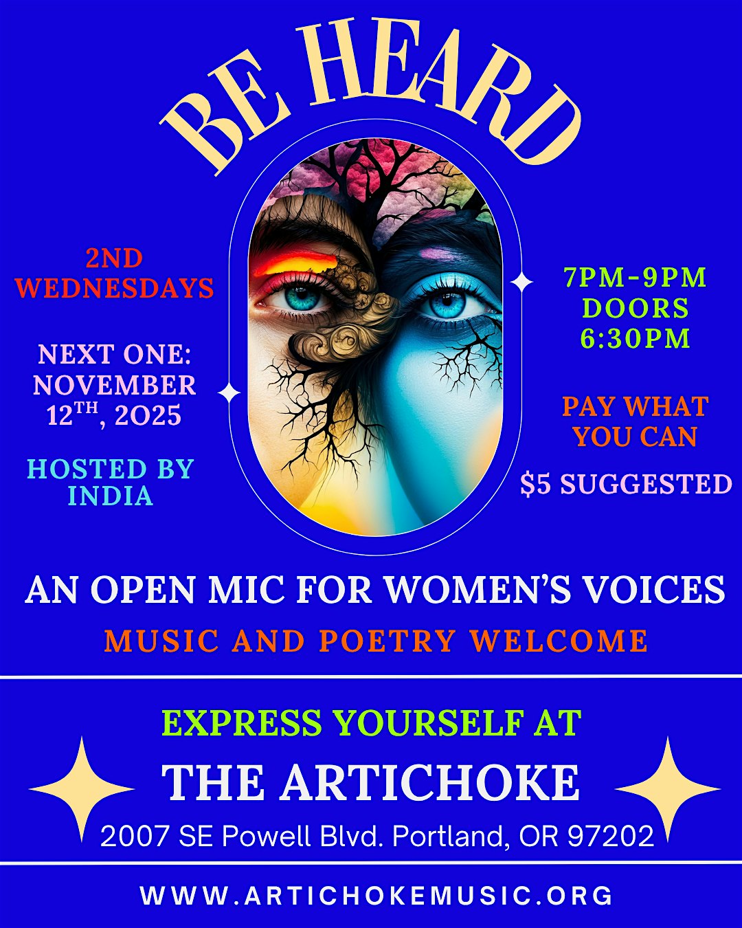 Be Heard – An Open Mic for Women’s Voices at Artichoke Community Music – Portland, OR