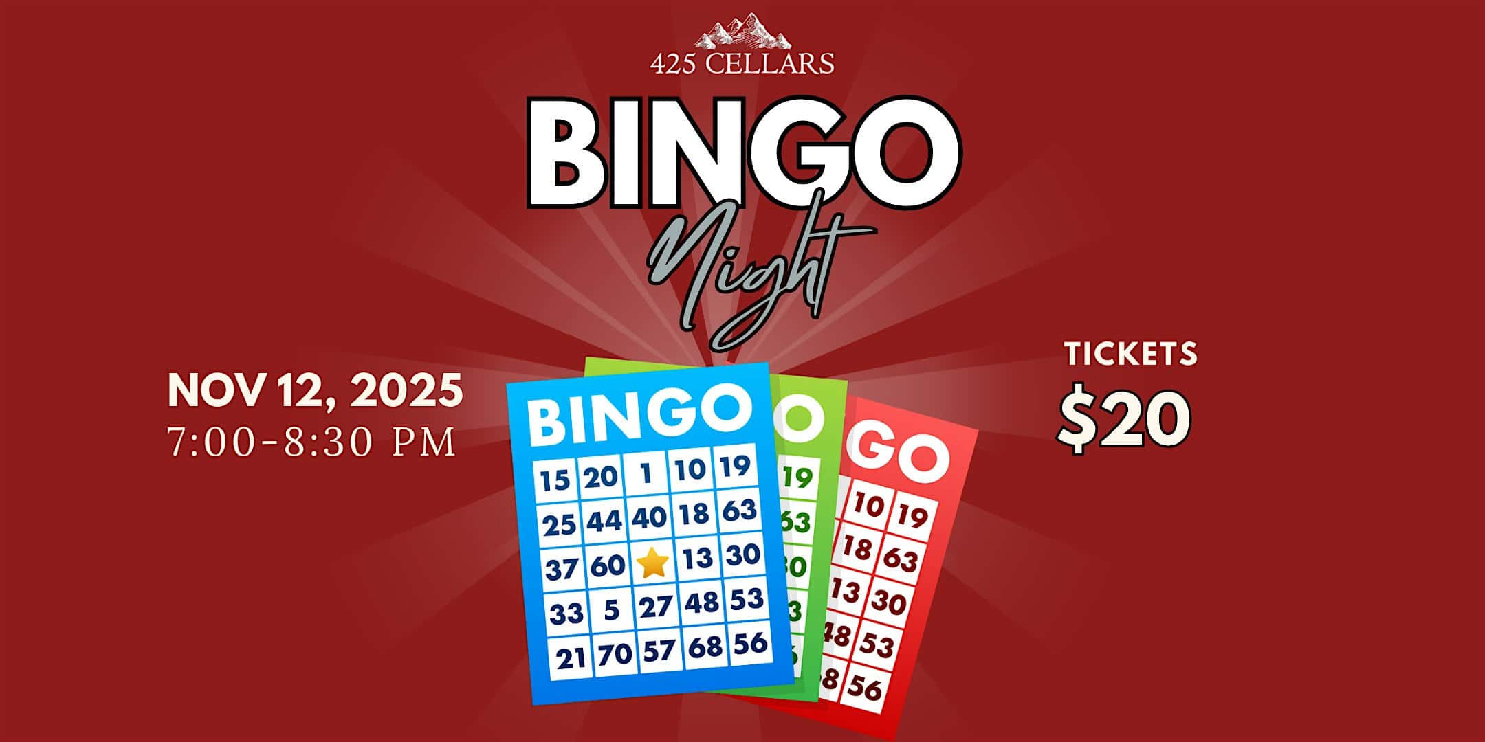 Wine and Bingo Night @ 425 Cellars at 425 Cellars – Woodinville, WA