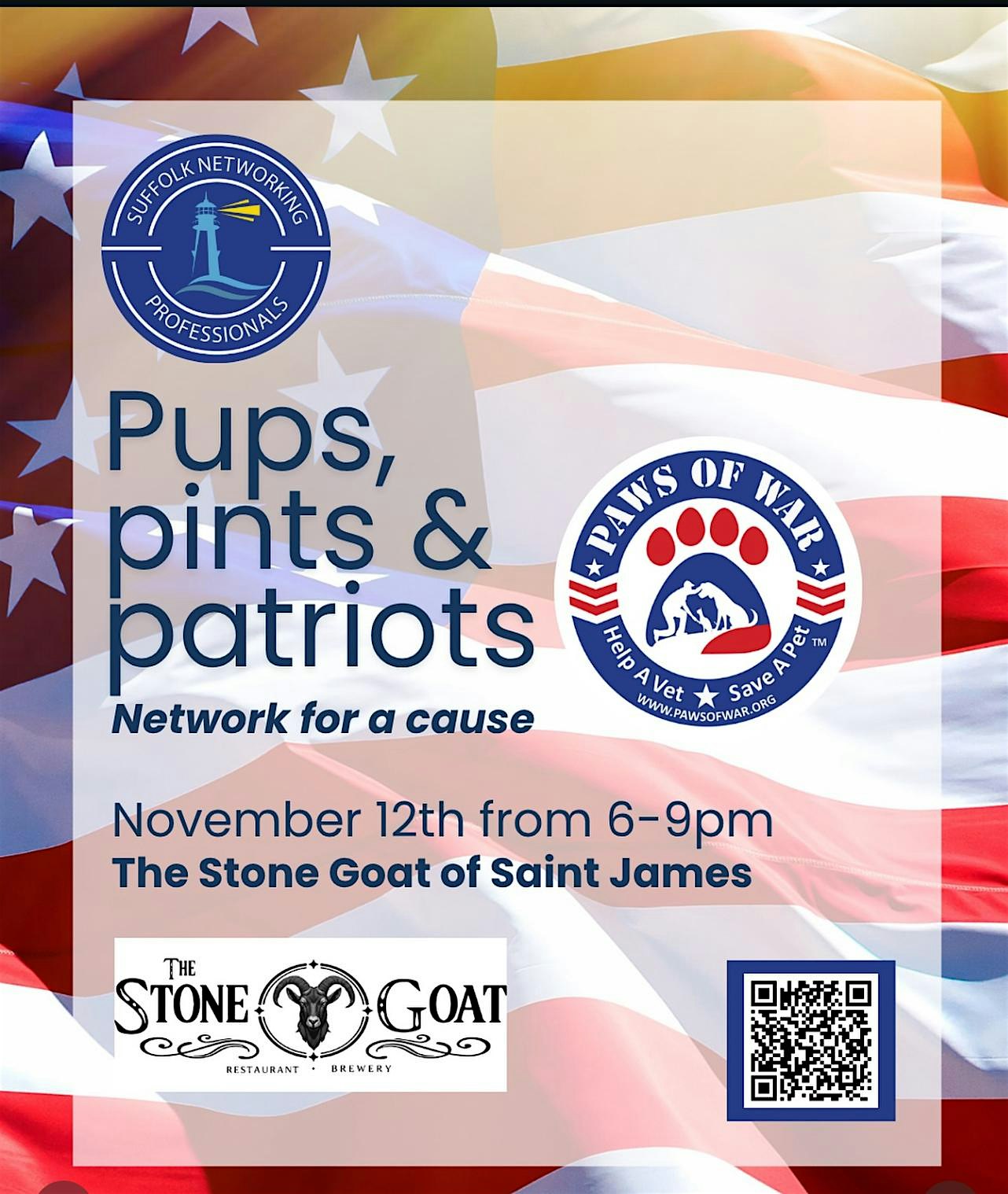PUPS PINTS AND PATRIOTS at The Stone Goat Restaurant & Brewery – Saint James, NY