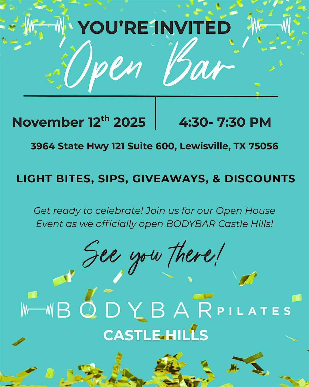 BODYBAR Pilates Castle Hills- OPEN HOUSE at 3964 State Hwy 121 – Lewisville, TX