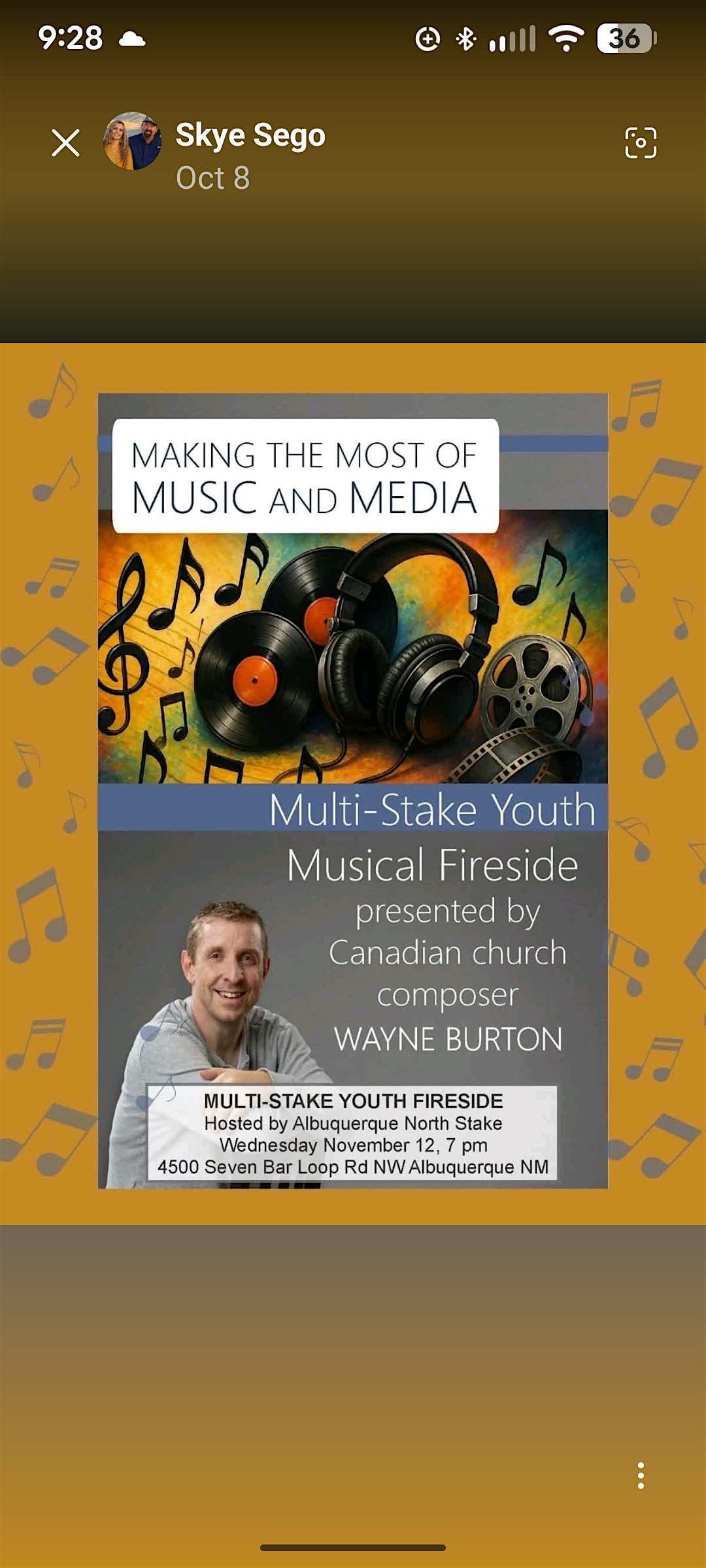 Multi-Stake fireside: composer Wayne Burton at Albuquerque North Stake Building – Albuquerque, NM